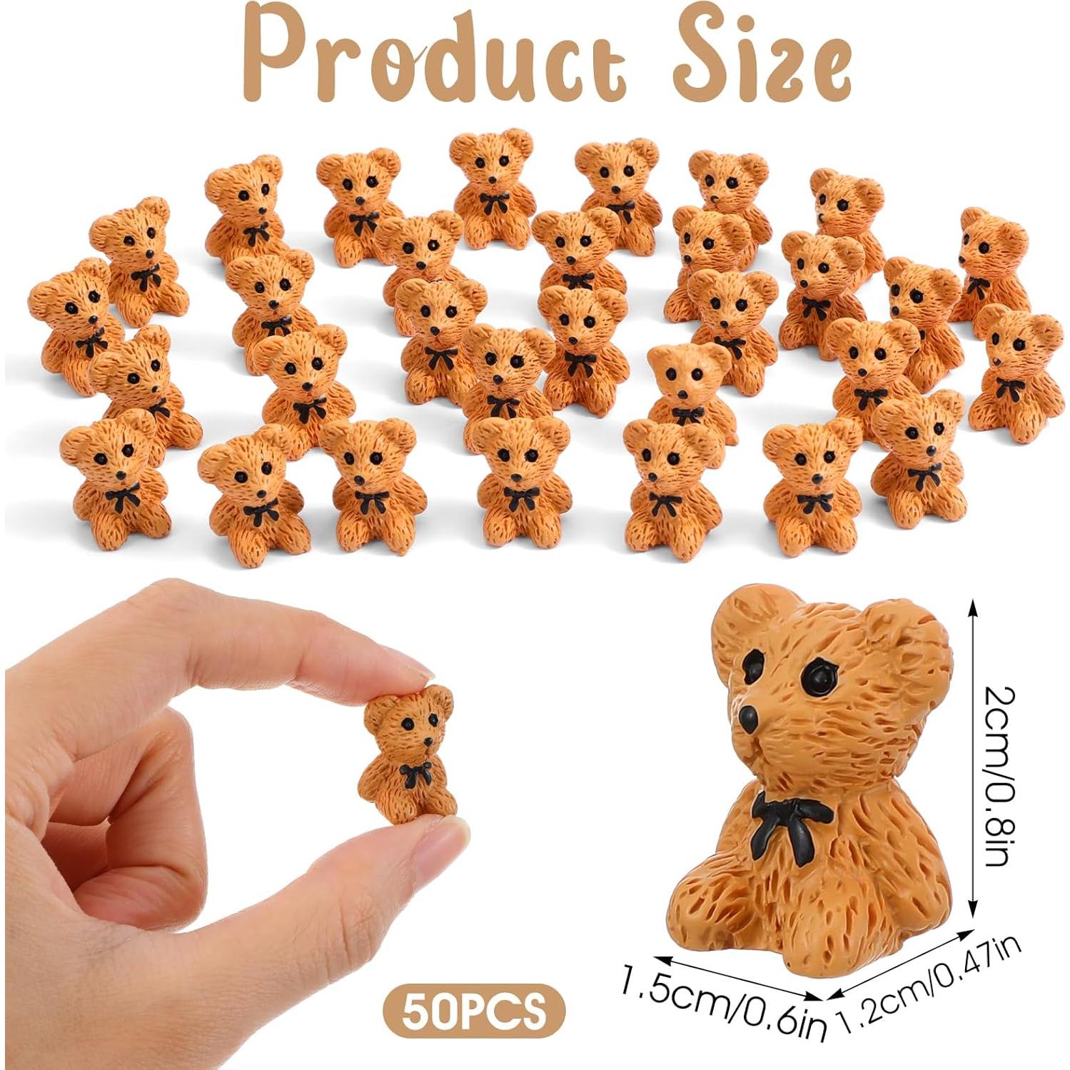 50 Mini Ositos de Peluche de Resina Prasacco para Decoración