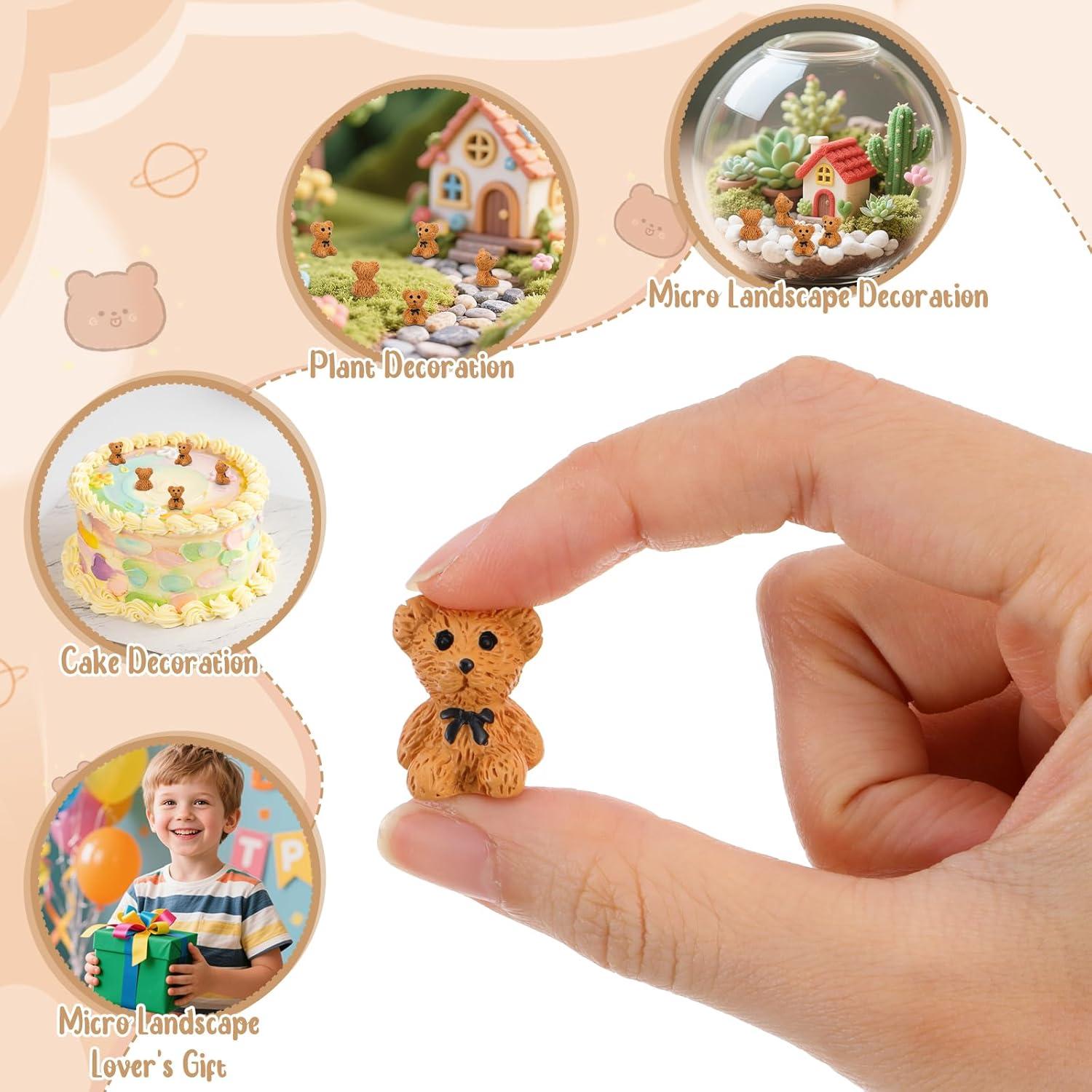 50 Mini Ositos de Peluche de Resina Prasacco para Decoración