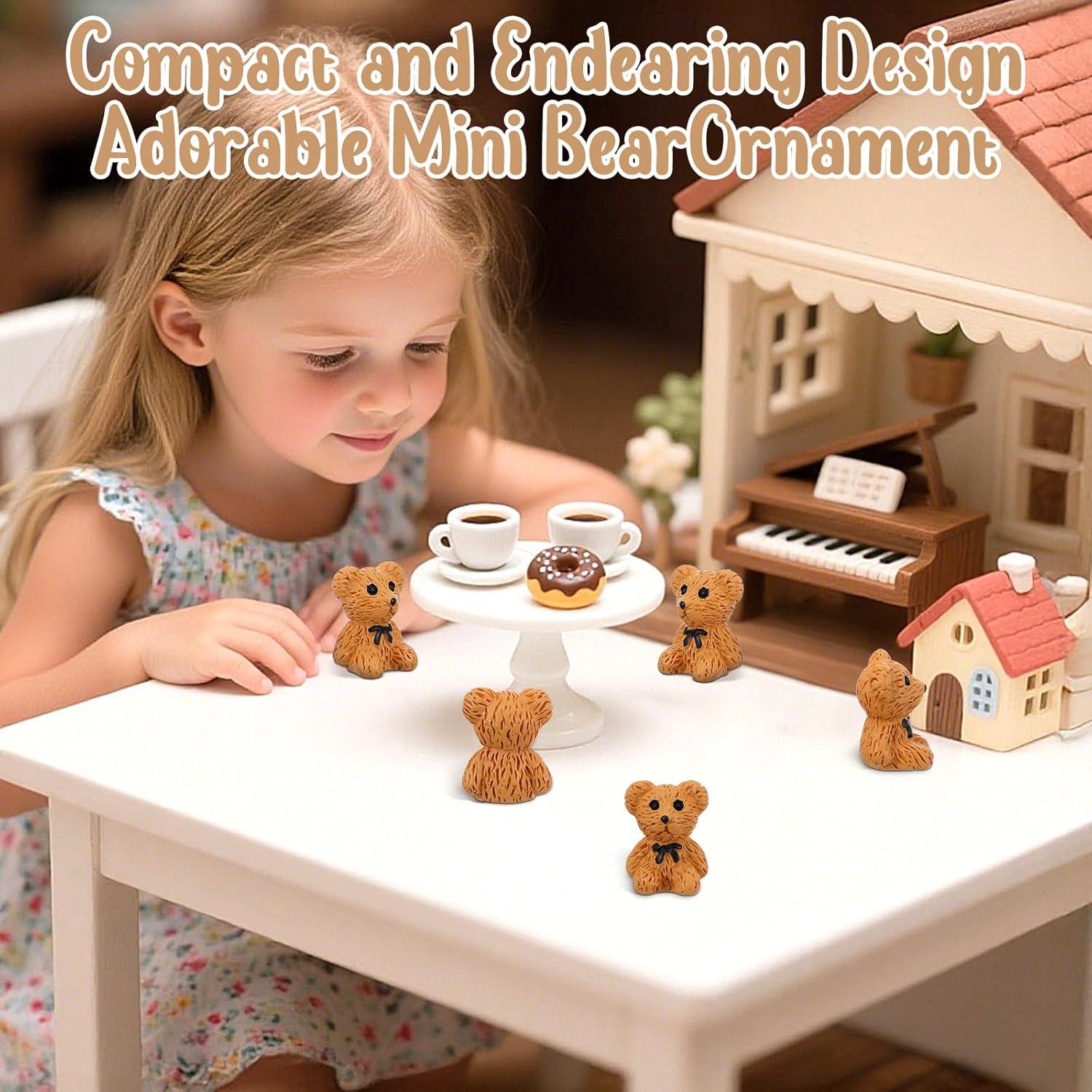 50 Mini Ositos de Peluche de Resina Prasacco para Decoración