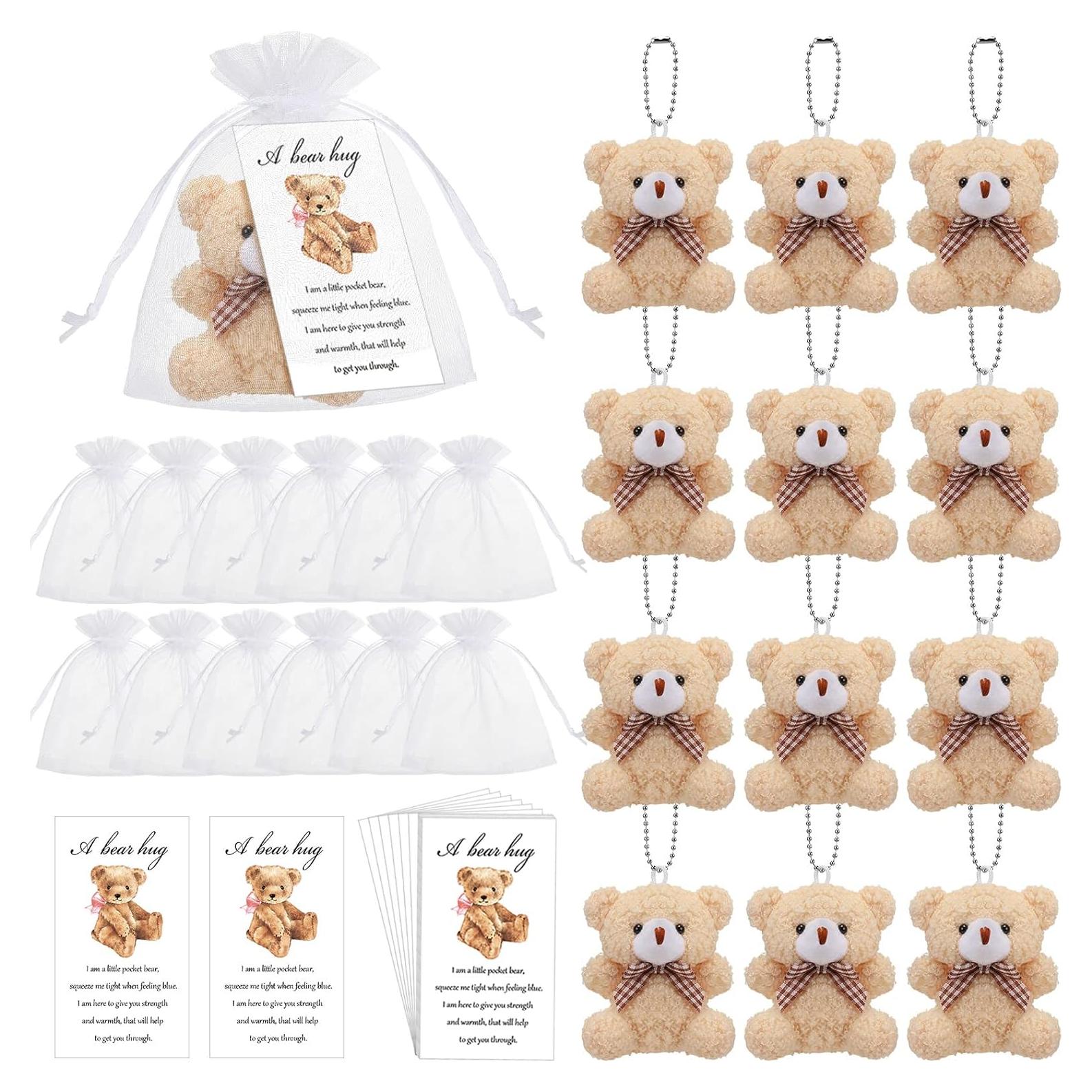 Conjunto 12 Mini Osos de Peluche Zhanmai con Tarjetas y Bolsas