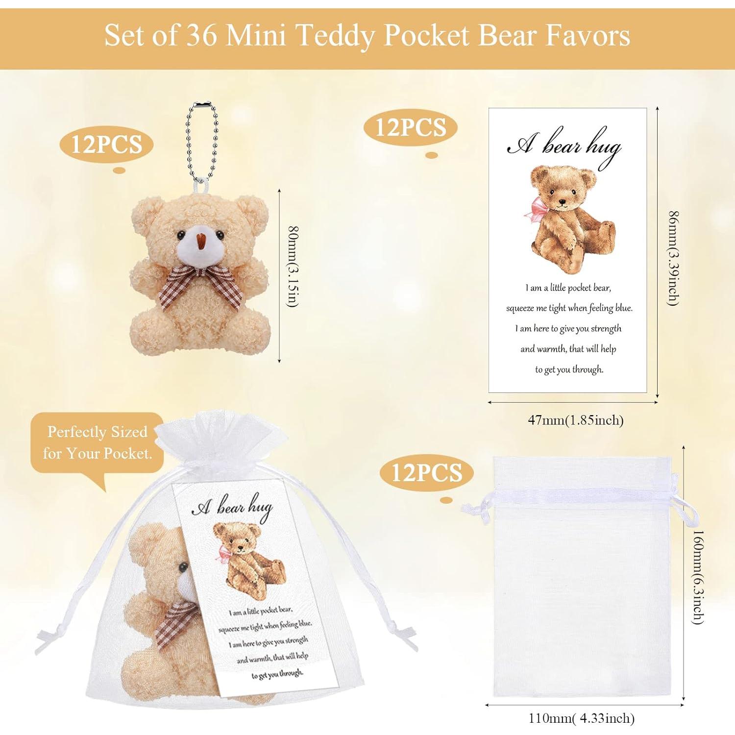 Conjunto 12 Mini Osos de Peluche Zhanmai con Tarjetas y Bolsas