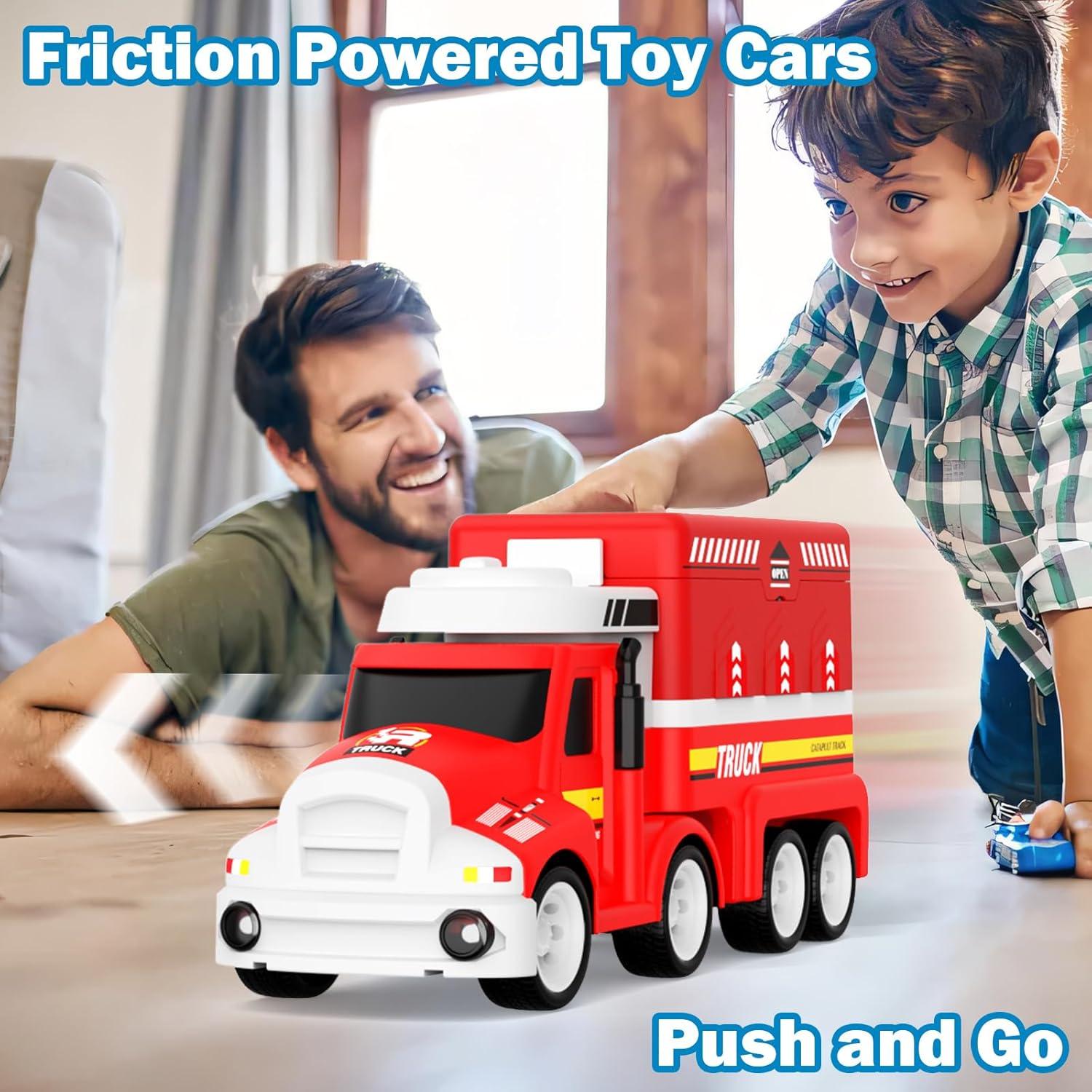 Camión de Bomberos Dwi Dowellin con 4 Autos y Alfombrilla