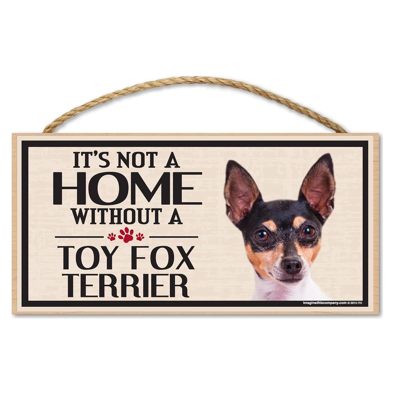Cartel Decorativo de Madera para Perro Toy Fox Terrier
