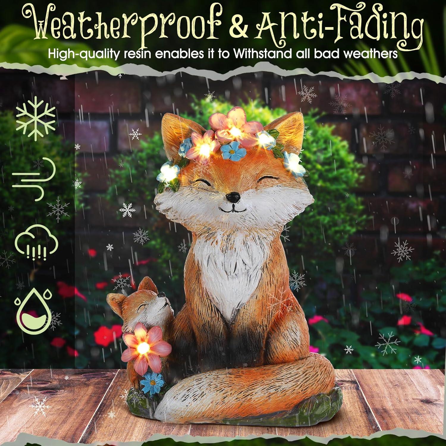 Estatua de Zorro Leinuosen con Luz Solar para Jardín 25x20 cm