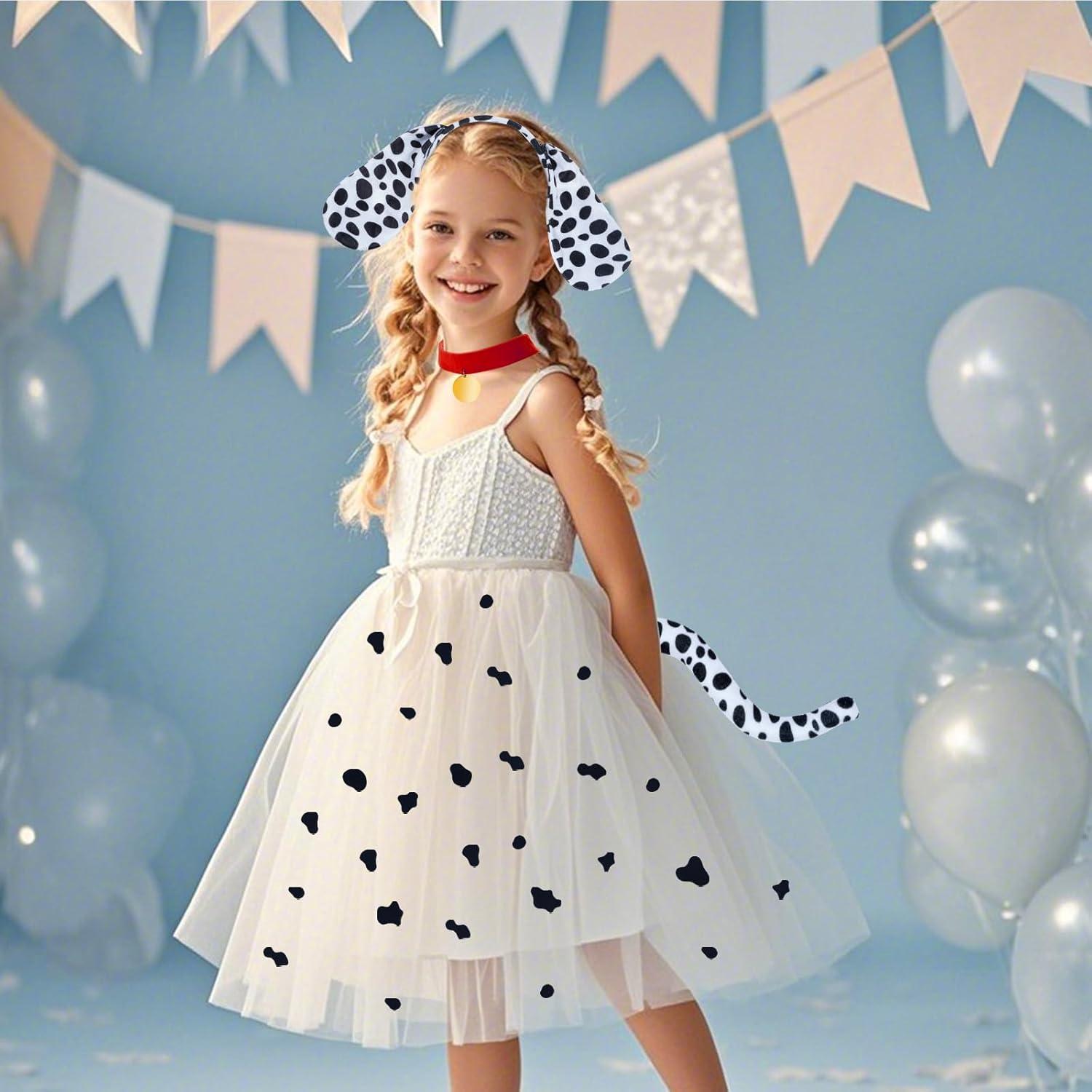 2 Conjuntos Disfraz Dálmata Jmkcoz Diadema Cola Gargantilla