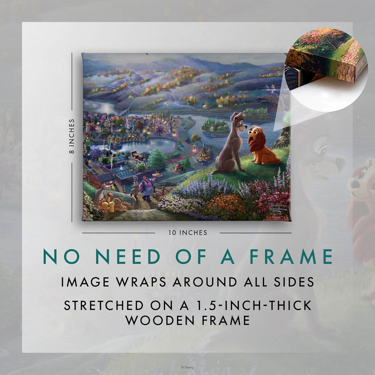 Lienzo Envueltos Thomas Kinkade Lady and the Tramp 20.32x25.4cm