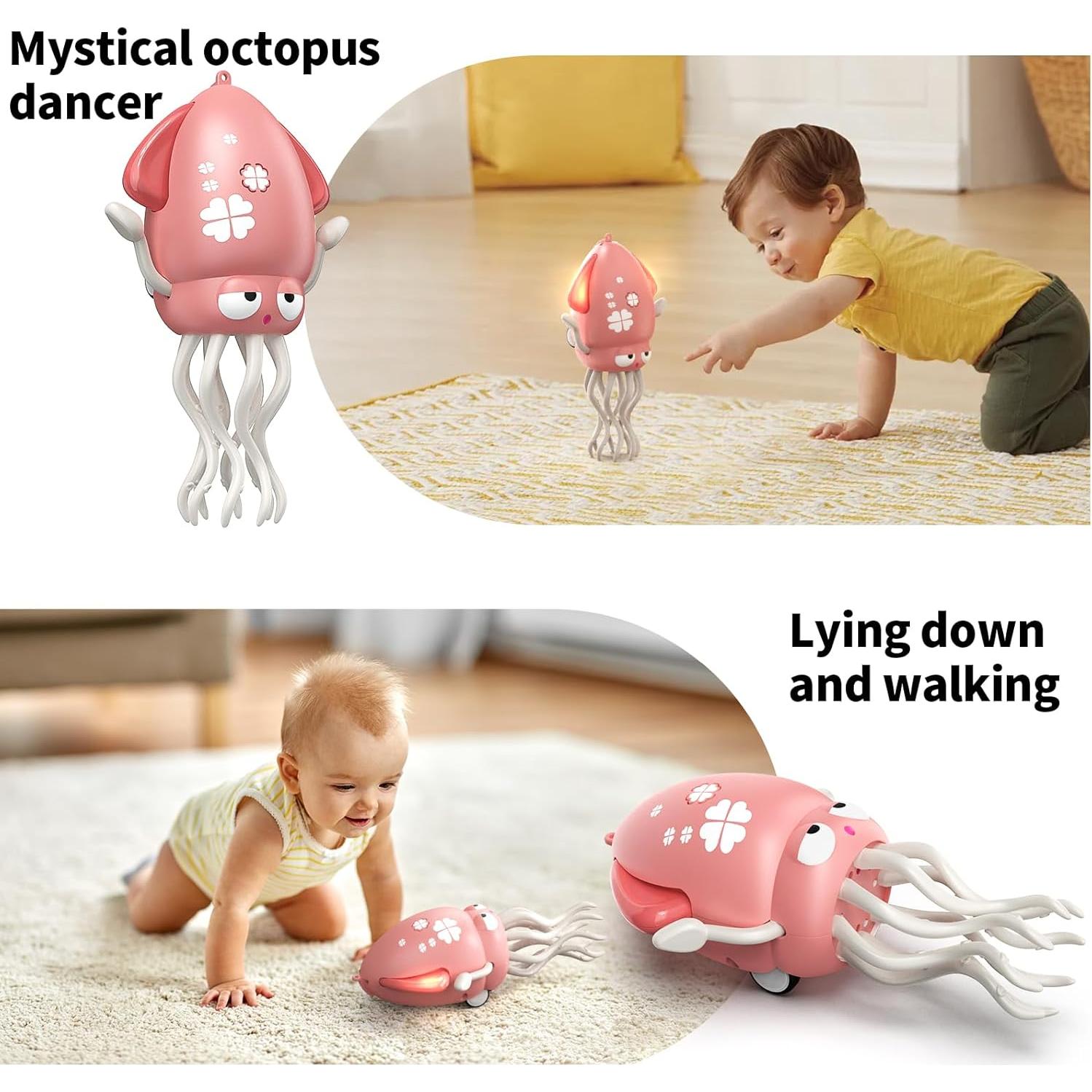 Juguete eléctrico pulpo bailarín con luces y música Rosa