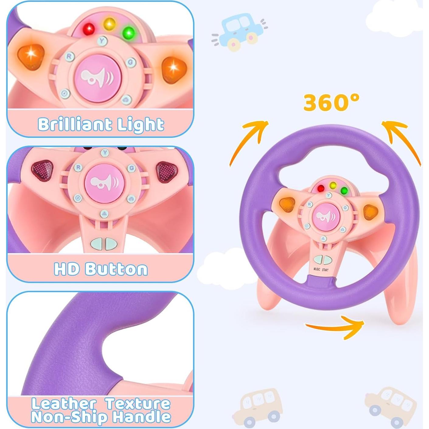 Volante de Juguete RedCrab para Niños con Luz y Música