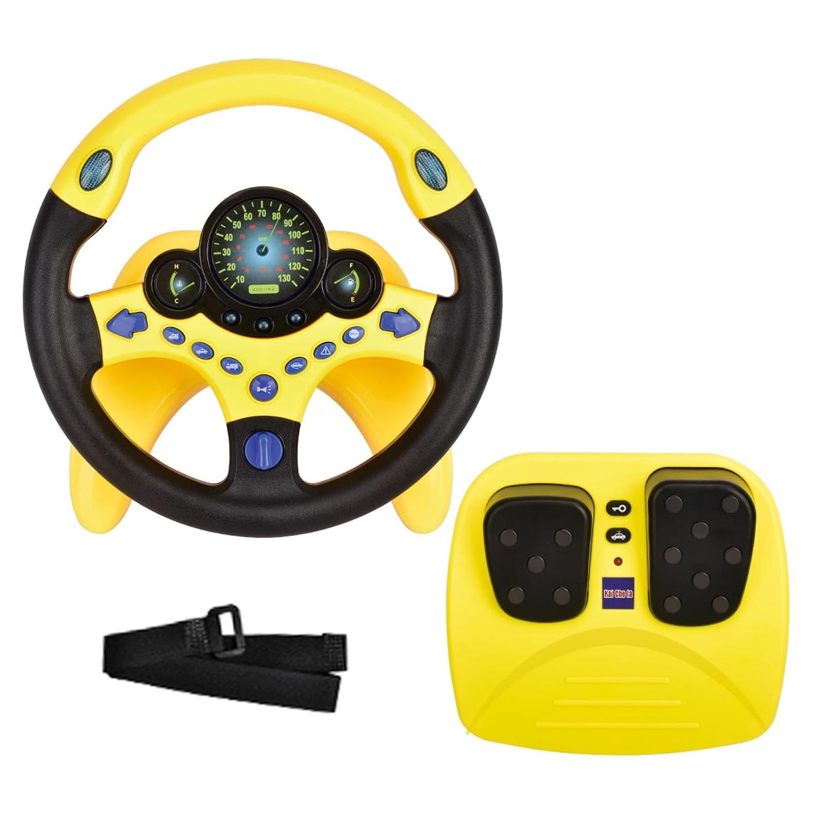 Volante JINren con Pedales y Luz para Niños Amarillo