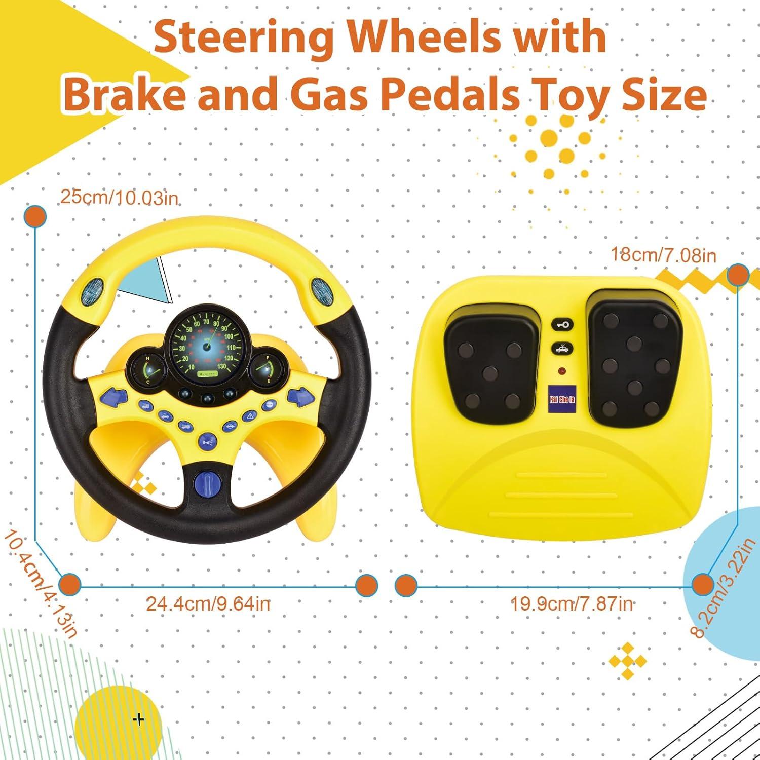 Volante JINren con Pedales y Luz para Niños Amarillo