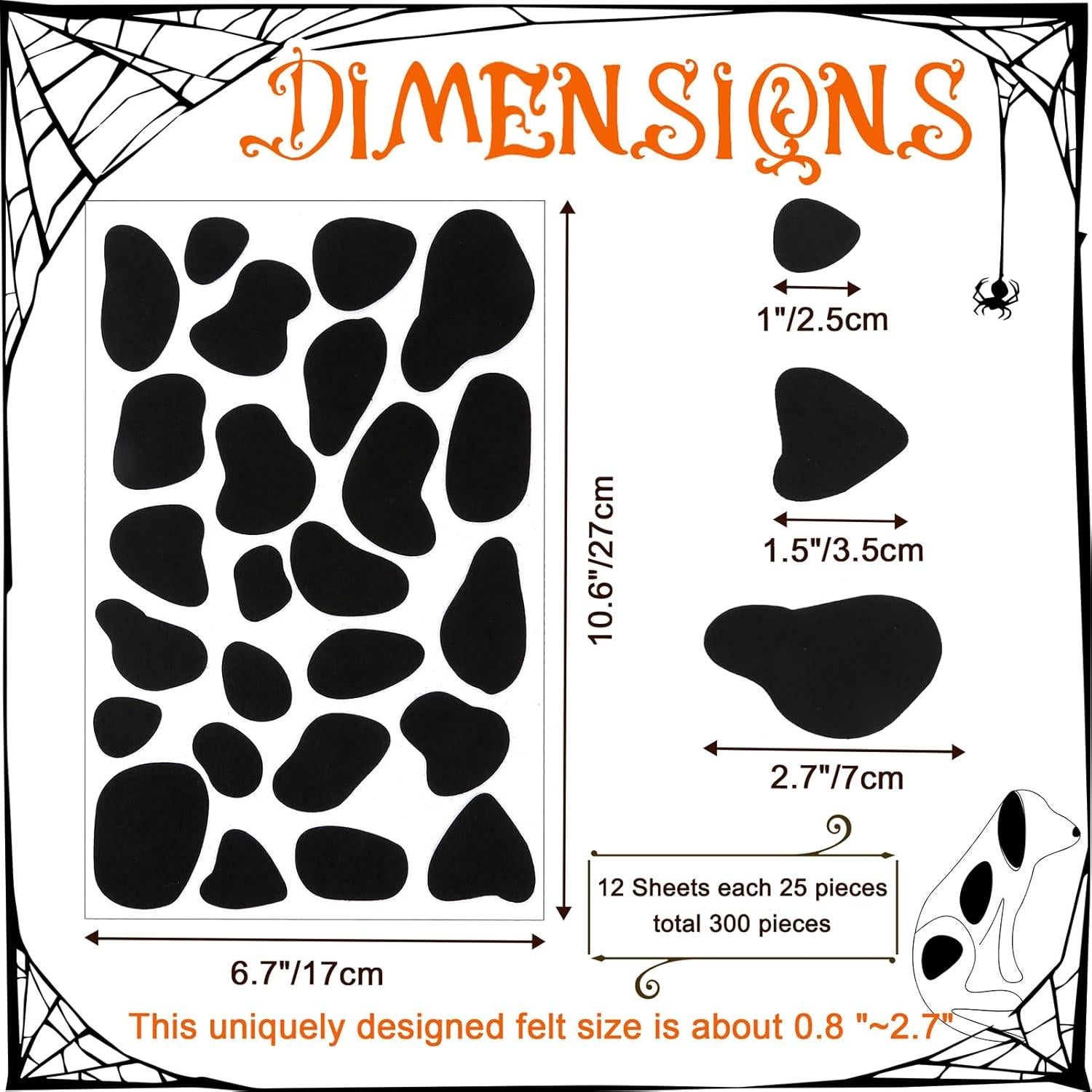 Hojas de Fieltro Autoadhesivo Caydo 12 Piezas 300 Manchas Dálmata