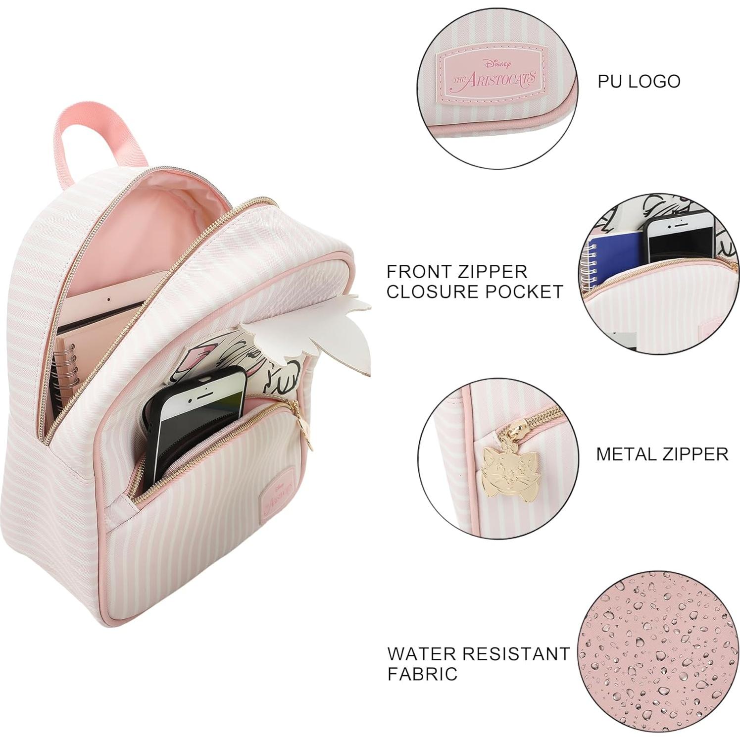 Mochila Mini Disney Aristocats Marie Rosa y Blanca 26.67 cm