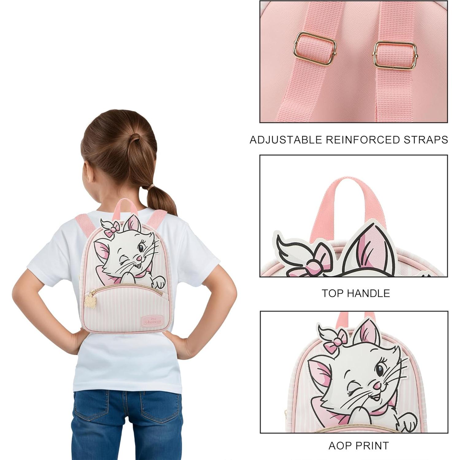 Mochila Mini Disney Aristocats Marie Rosa y Blanca 26.67 cm