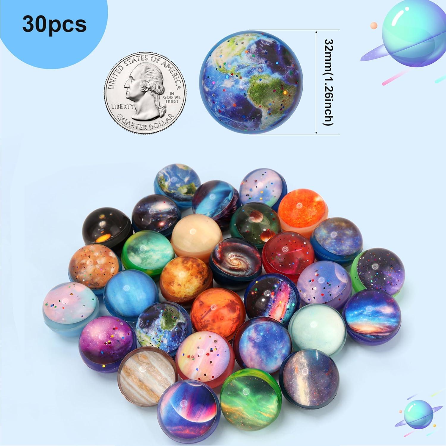 30 Pelotas Rebotadoras Galácticas Pllieay 32mm para Niños