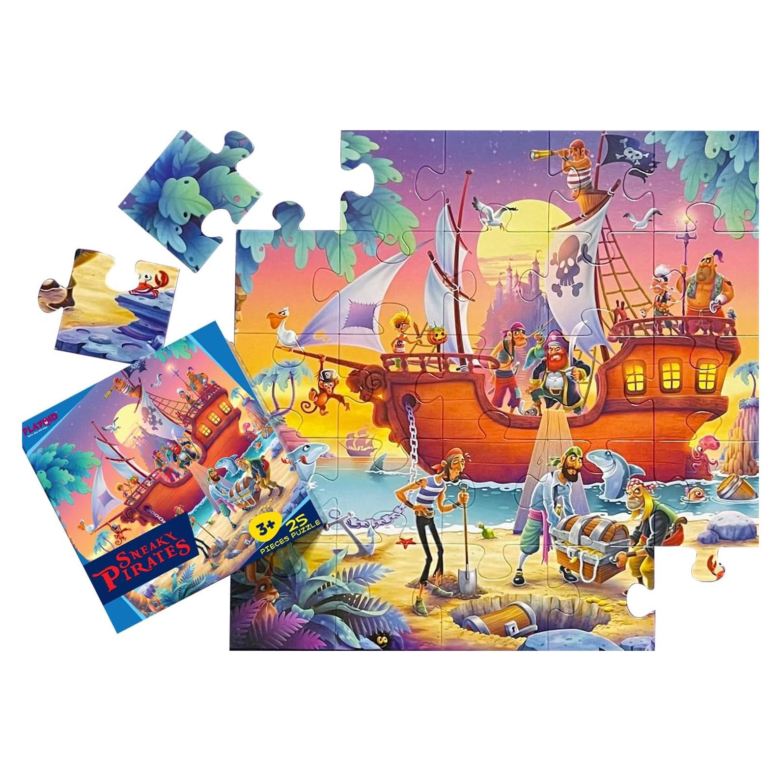 Rompecabezas de Piezas Grandes Playqid Piratas Astutos 25 Piezas