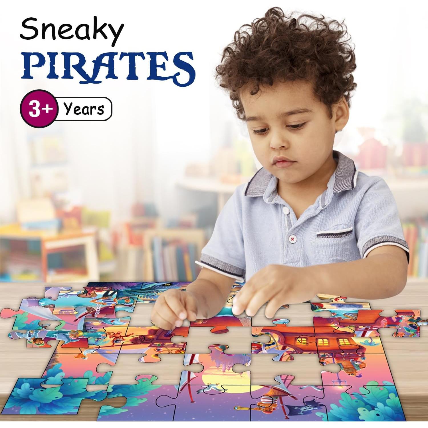 Rompecabezas de Piezas Grandes Playqid Piratas Astutos 25 Piezas