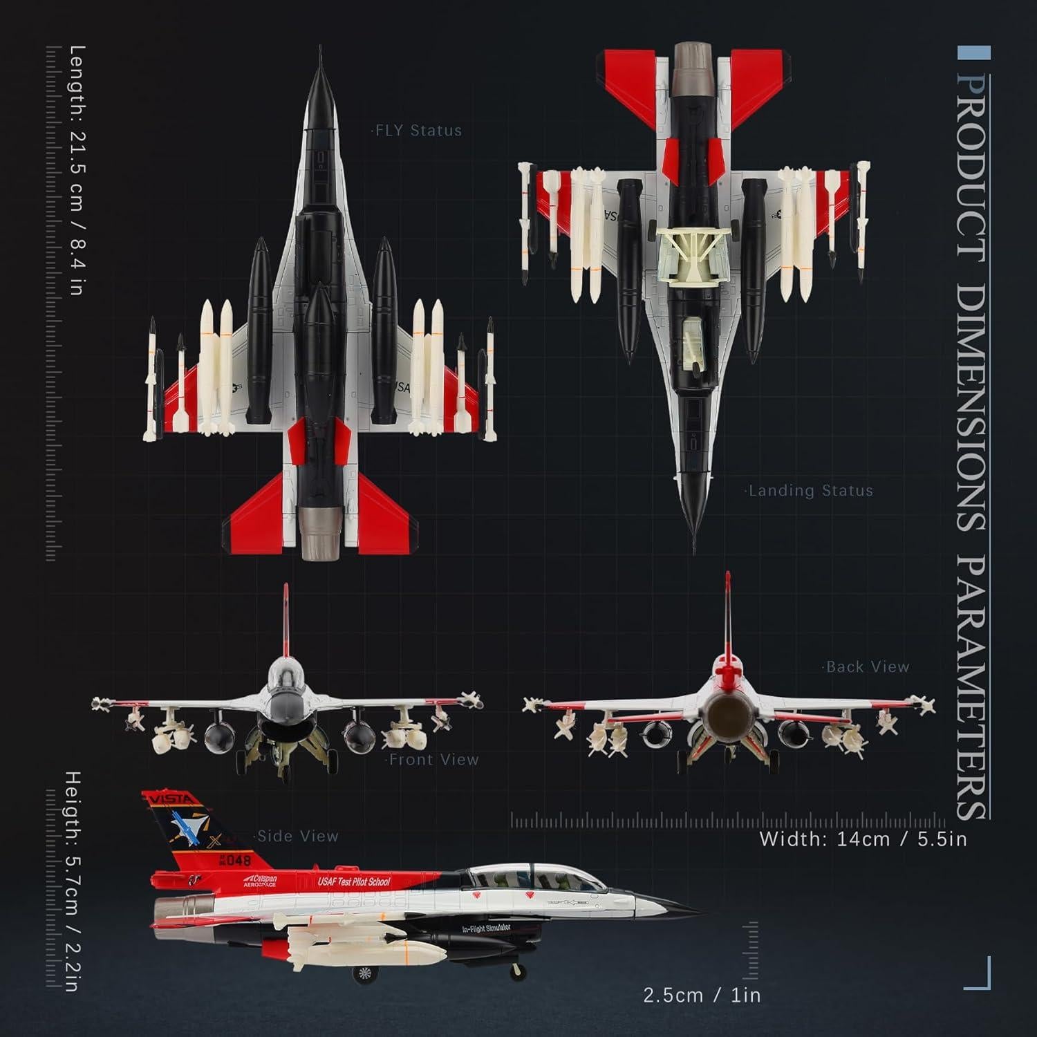 Modelo de Avión Militar F-16D HANGHANG 1/72 Aleación