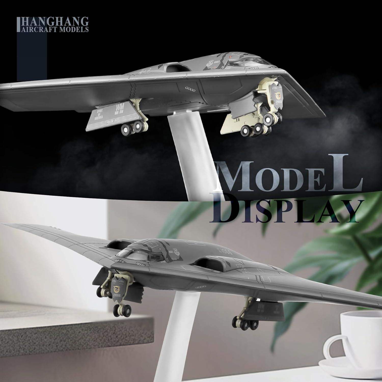 Modelo de avión militar HANGHANG B-2A Spirit 1/200 10.5x26cm