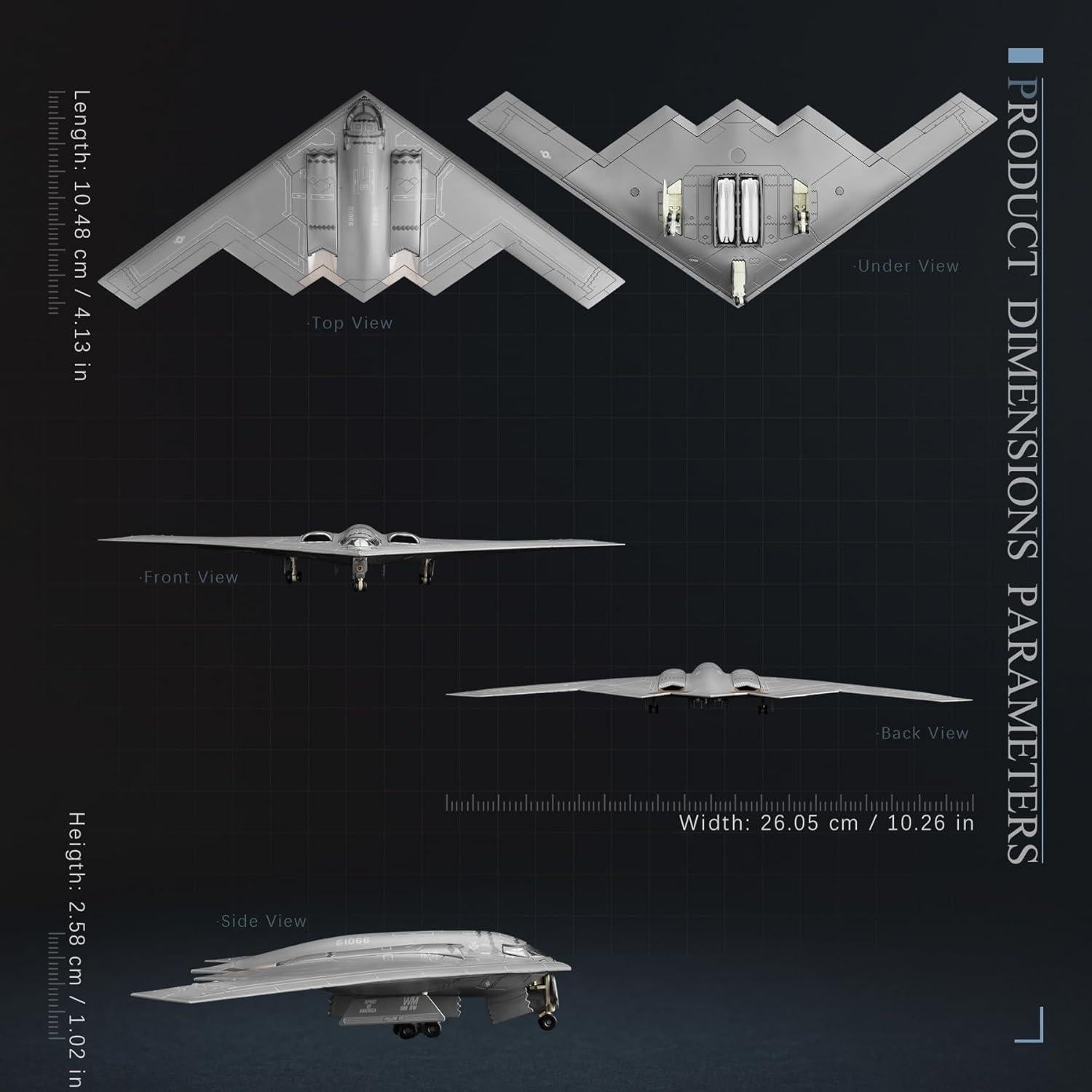 Modelo de avión militar HANGHANG B-2A Spirit 1/200 10.5x26cm