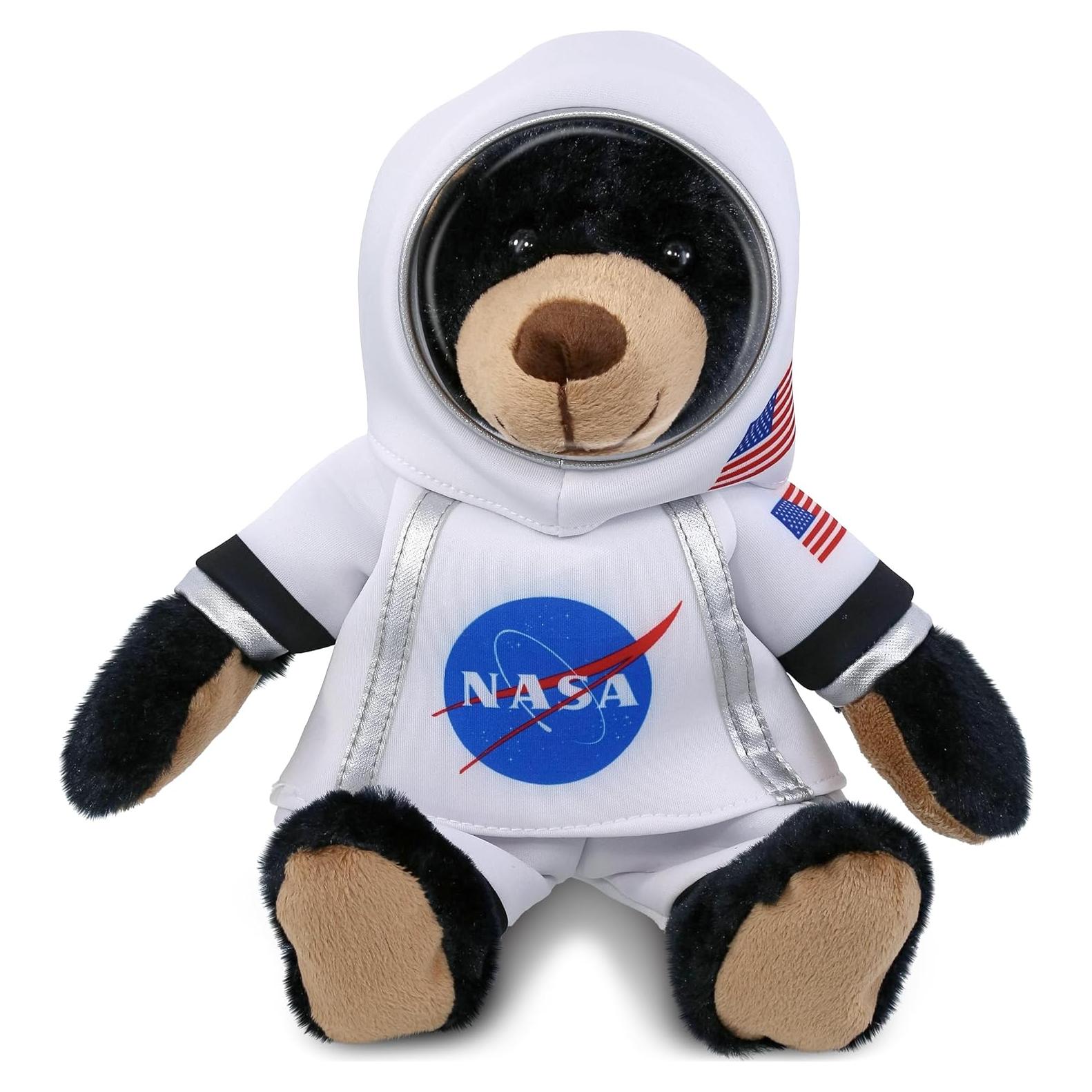 Oso Negro Astronauta DolliBu con Sudadera Cuadros Rojos 25 cm
