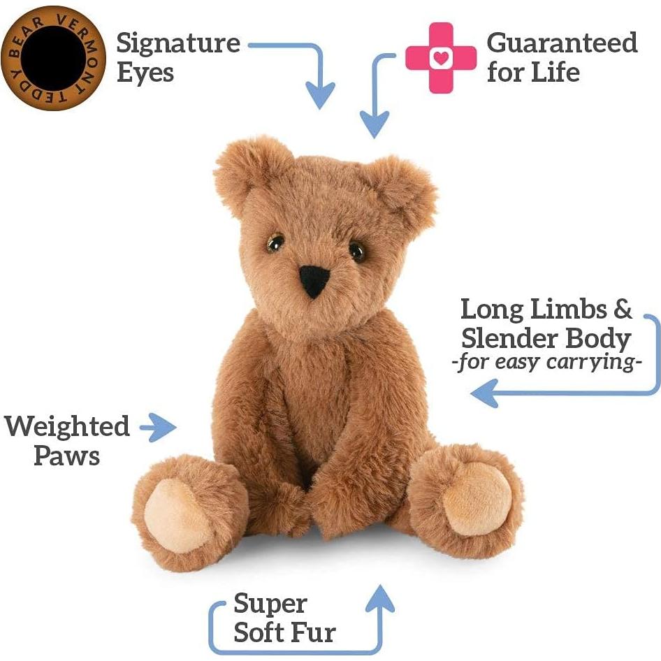 Vermont Teddy Bear Stuffed Animal – 12 Inch Brown Bear Plush Toys, Ultra Soft and Cute Stuffed Plushie, Classic Gift Toy, Perfect for Snuggling for Kids, Boys and Girls, Buddy Collection