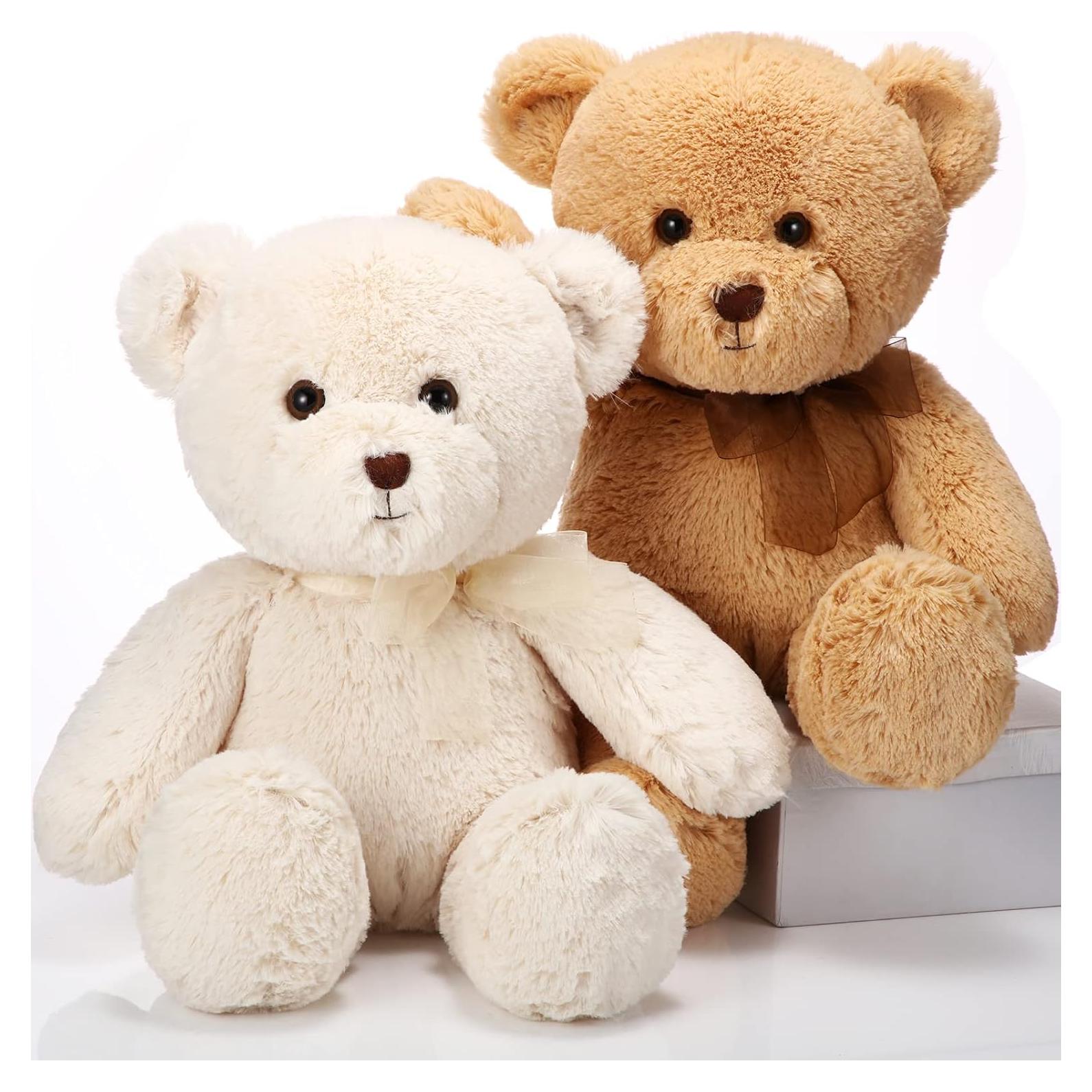 Osos de Peluche HyDren 45 cm Suaves Beige y Marrón Claro - 2 Pack