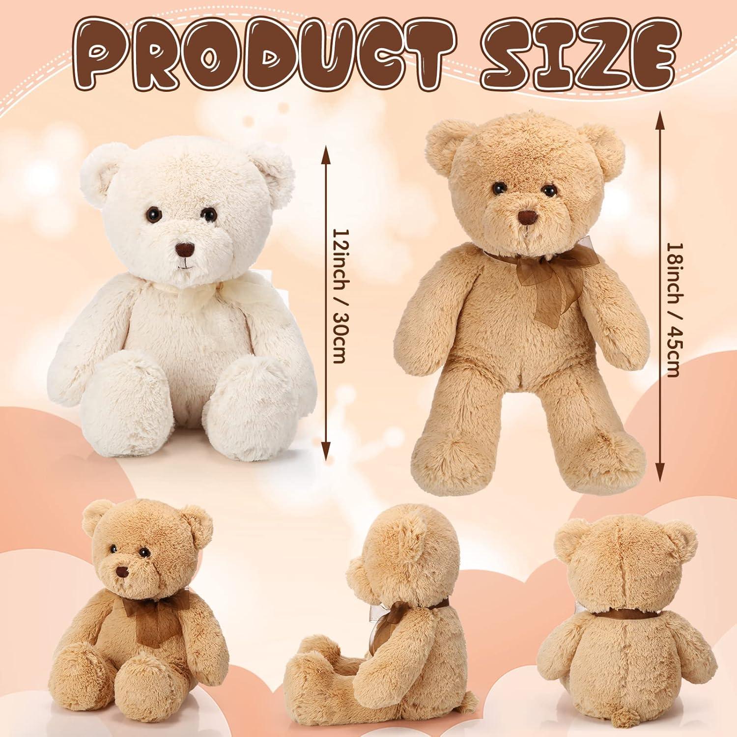 Osos de Peluche HyDren 45 cm Suaves Beige y Marrón Claro - 2 Pack