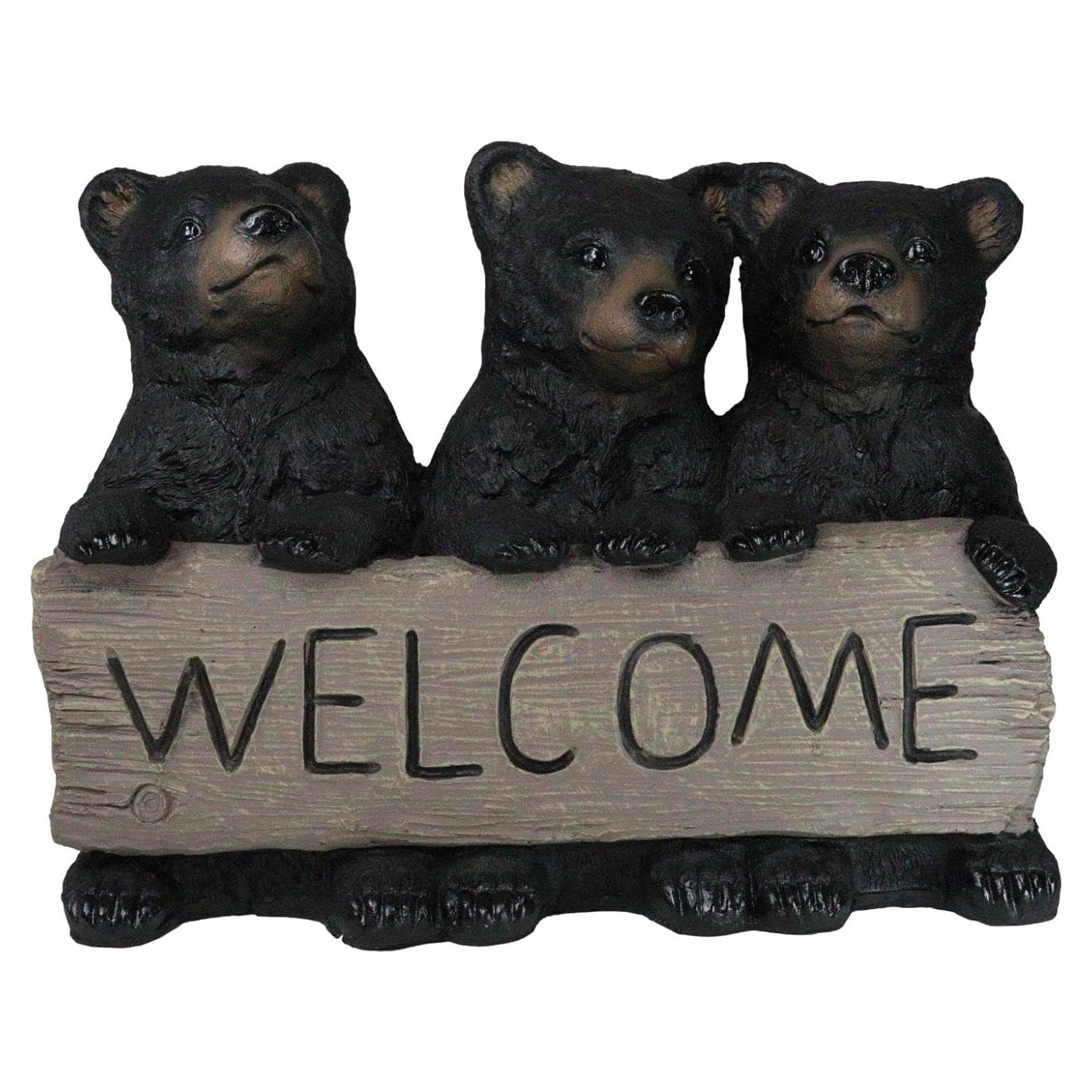 Estatua de Bienvenida 3 Osos Negros Juguetones Ebros 42x54 cm