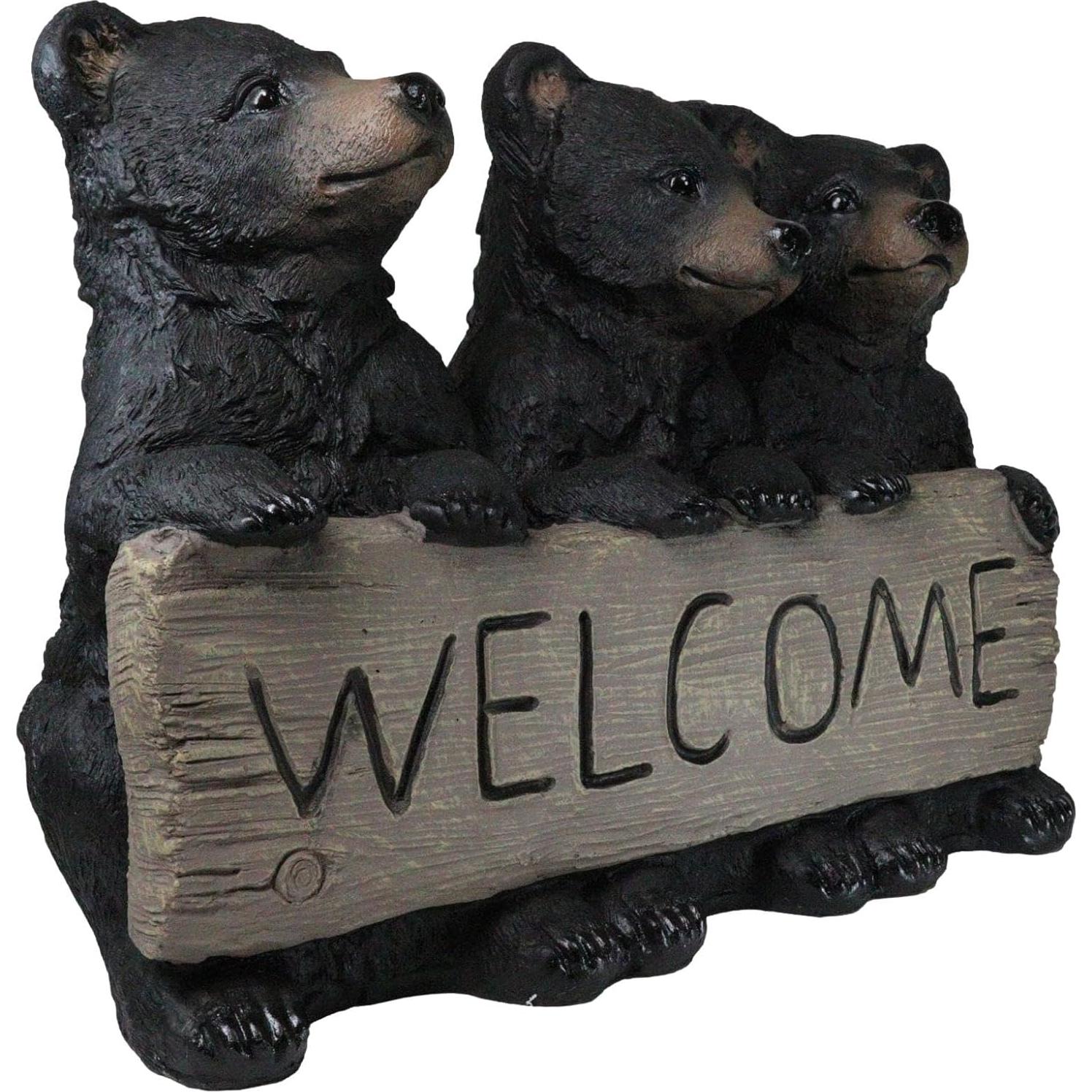 Estatua de Bienvenida 3 Osos Negros Juguetones Ebros 42x54 cm