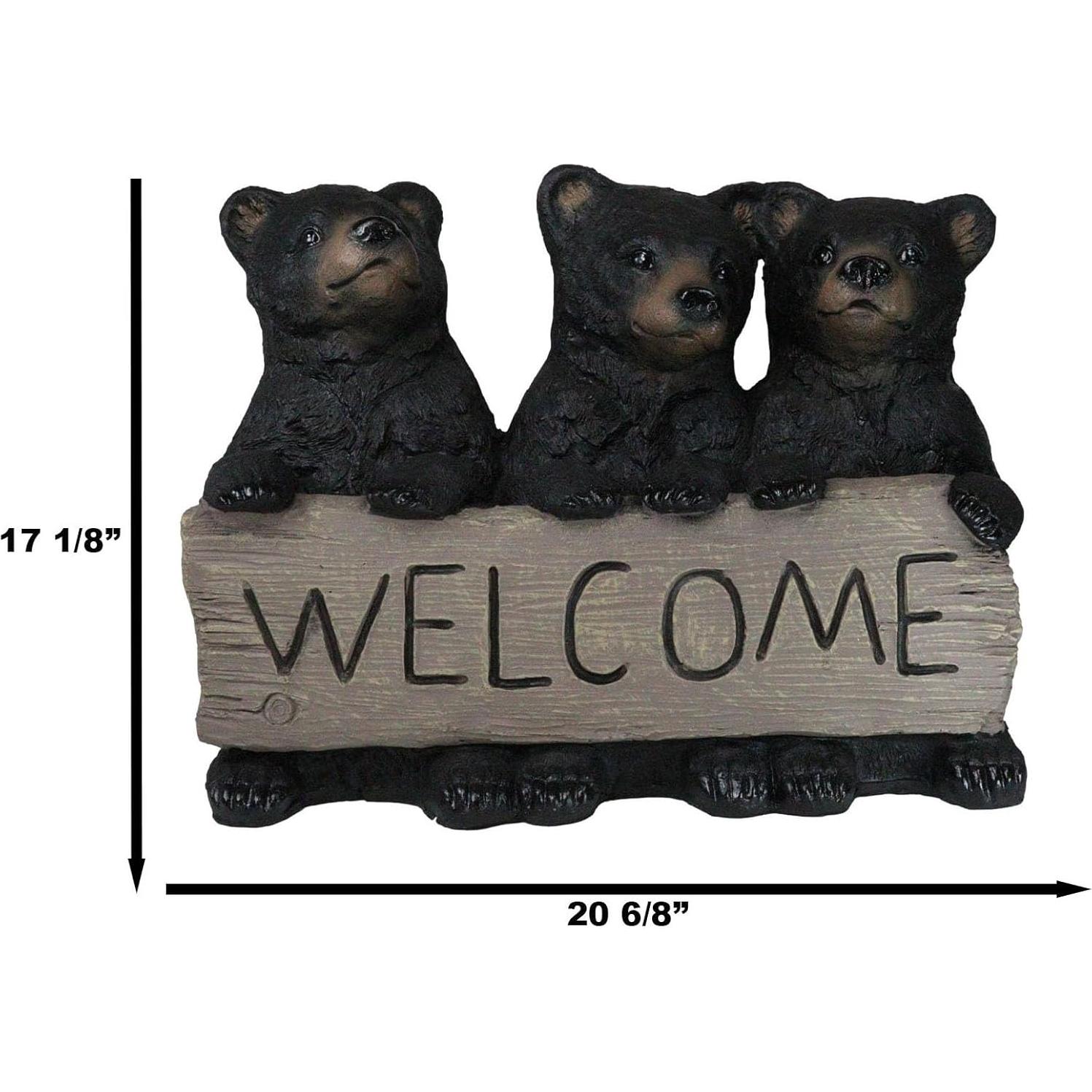 Estatua de Bienvenida 3 Osos Negros Juguetones Ebros 42x54 cm