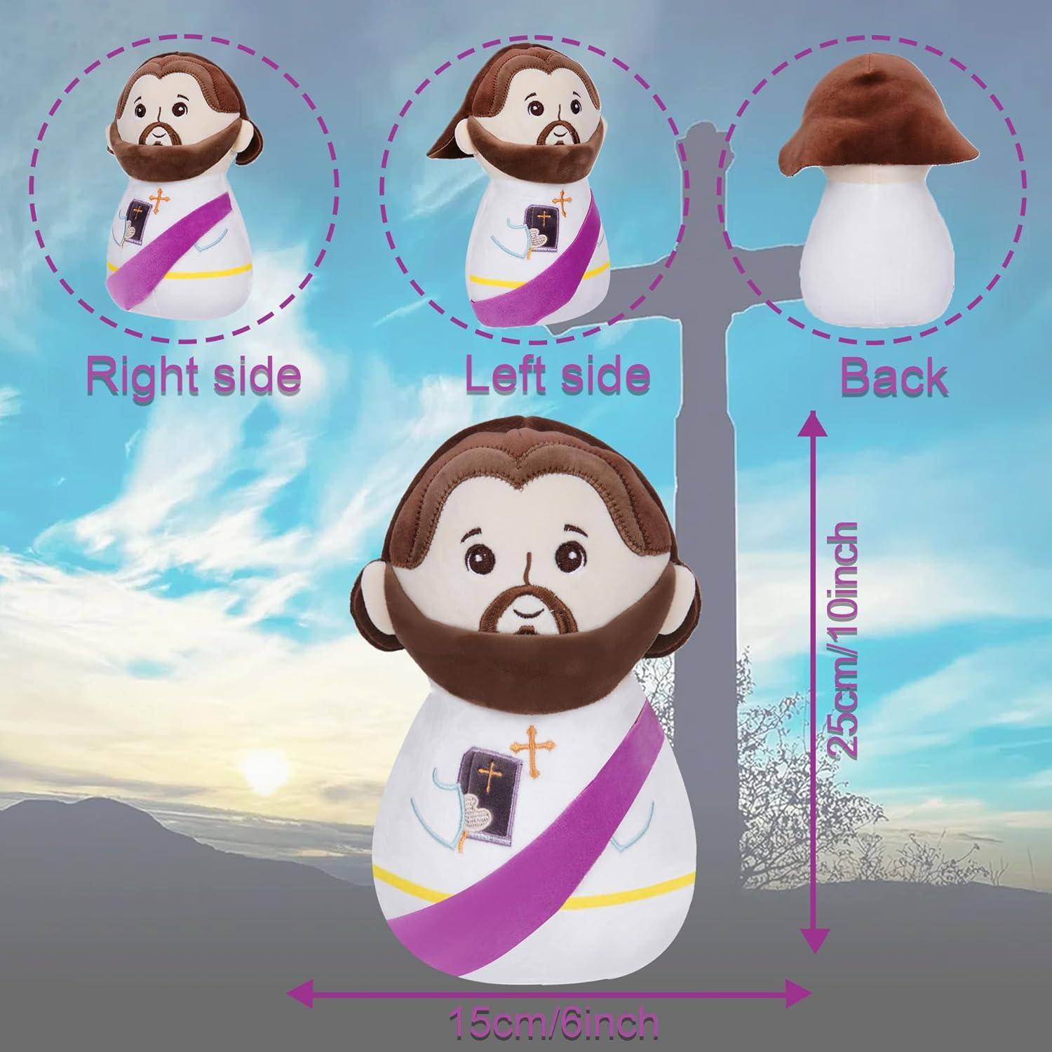 Animal de Peluche Jesús NIUBEHOHO 28 cm Morado con Biblia