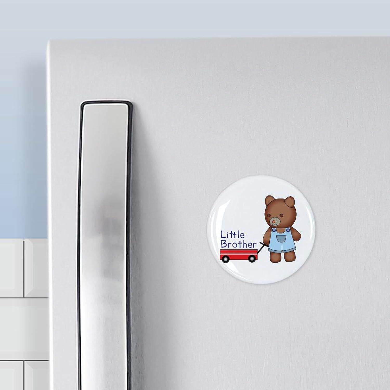 Imán Redondo CafePress Pequeño Hermano Oso - Paquete de 10