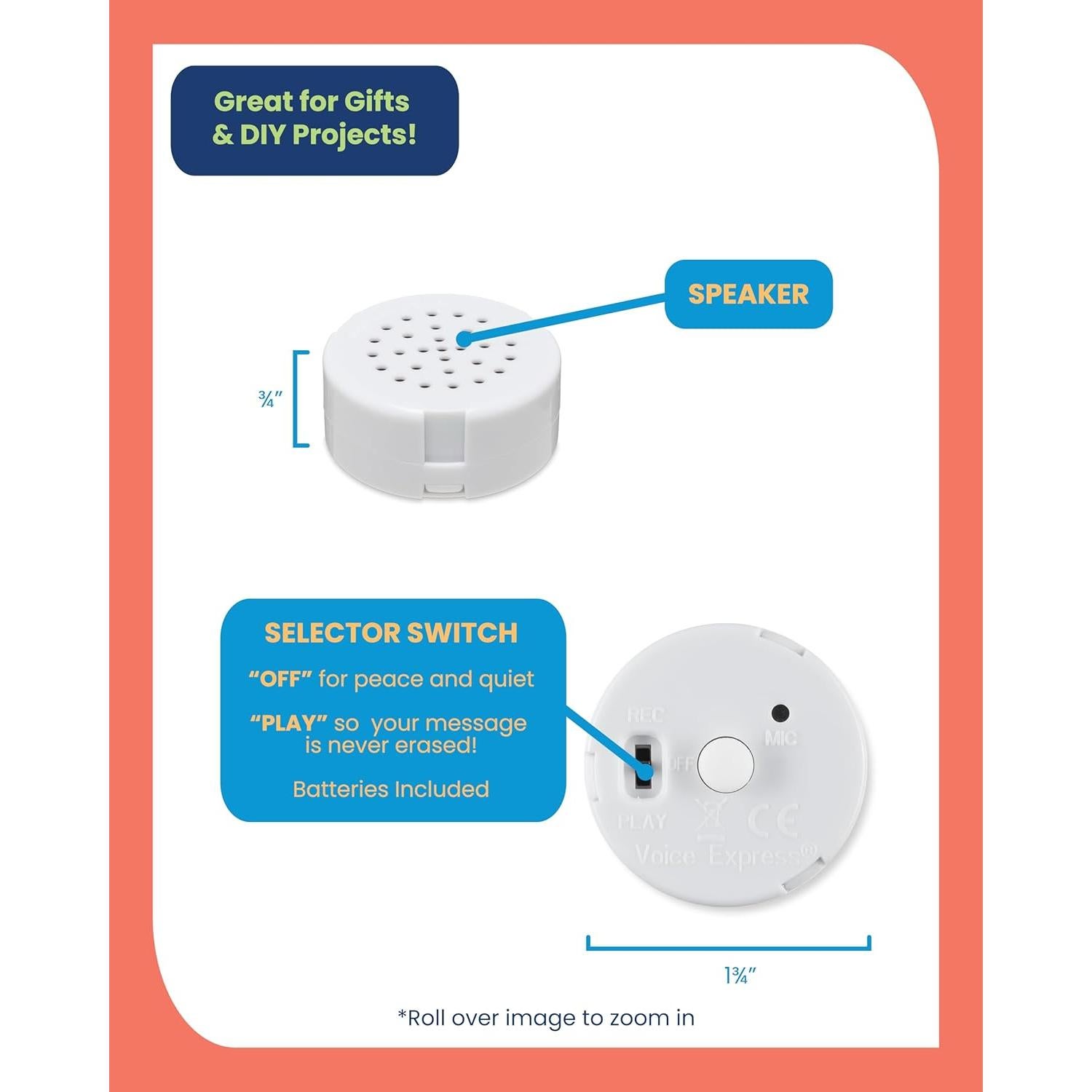 Grabadora de Voz VoiceGift Mini de 20 Segundos - Paquete de 2