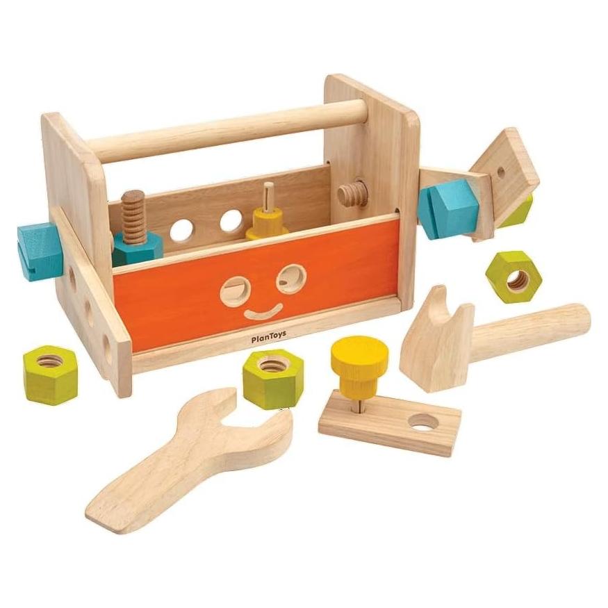 Caja de herramientas de madera PlanToys 18 piezas para niños