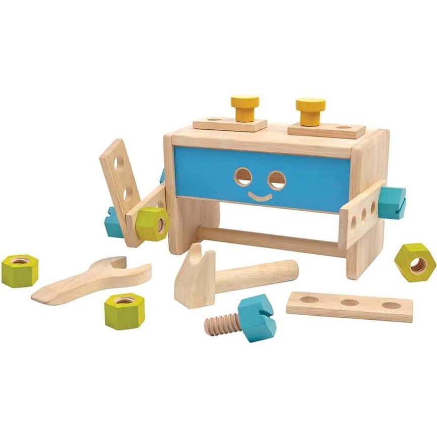 Caja de herramientas de madera PlanToys 18 piezas para niños