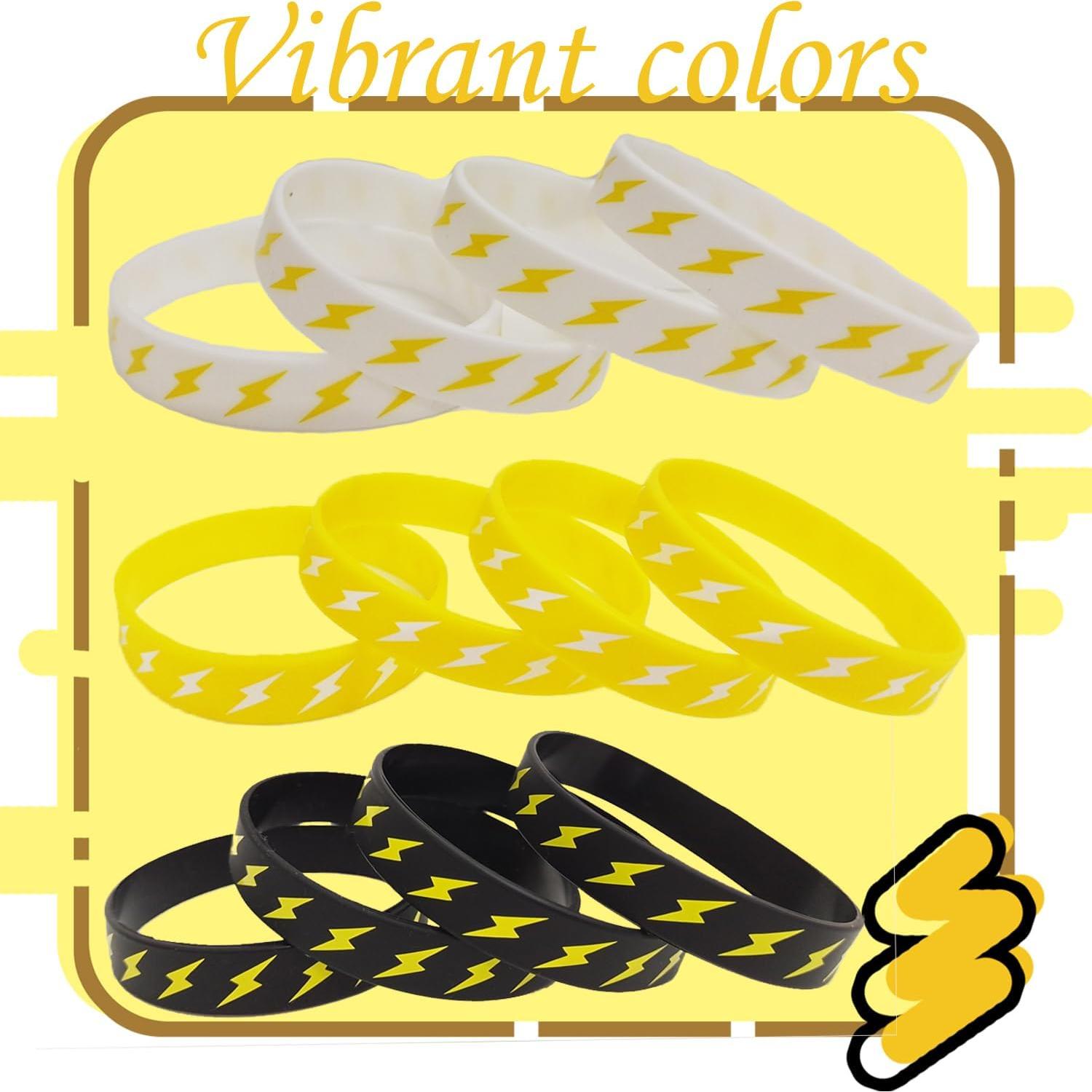 48 Pulseras de goma rayo PIBIPAID para fiestas y baby shower