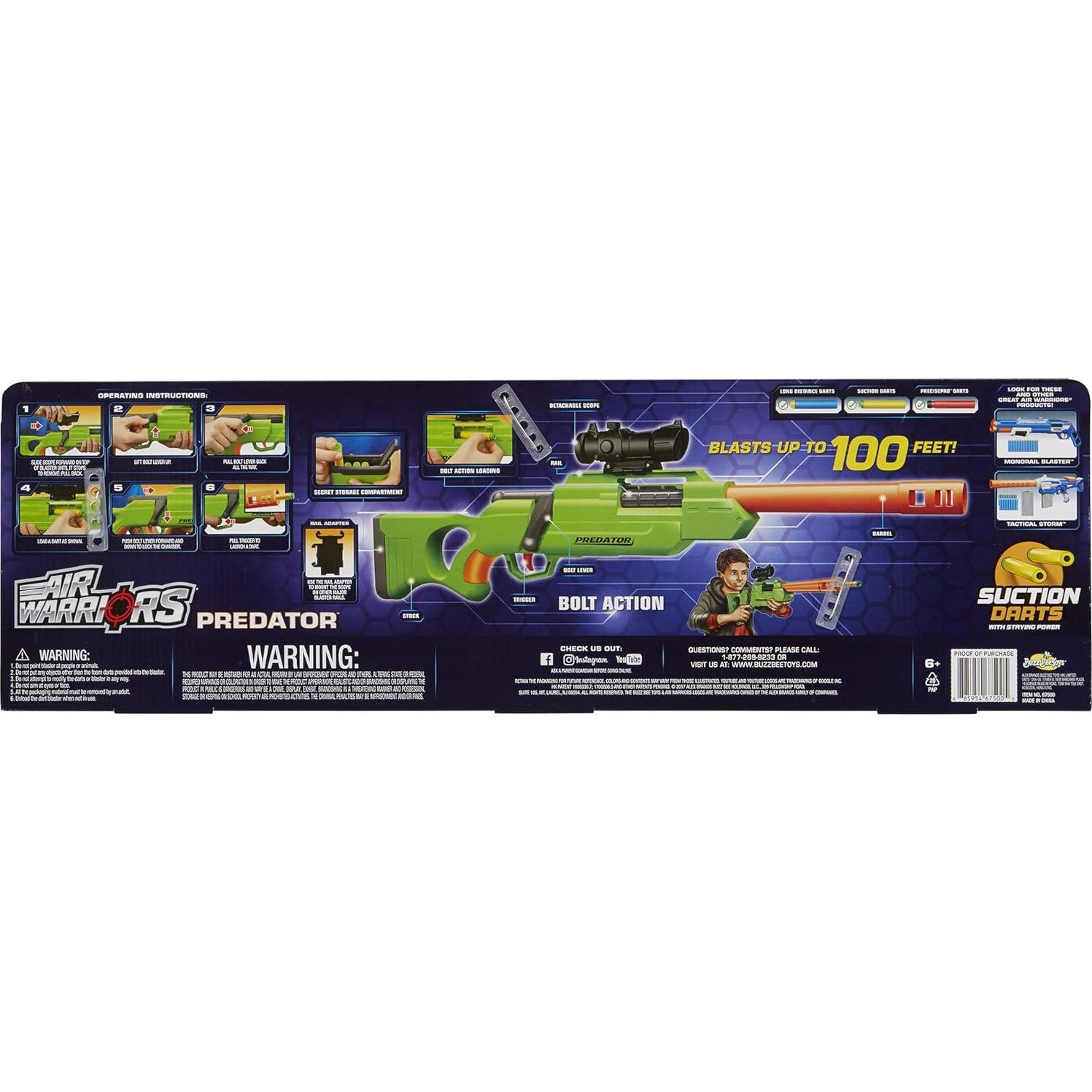 Blaster de Dardos Buzz Bee Toys Predator 30.48m 4 Dardos