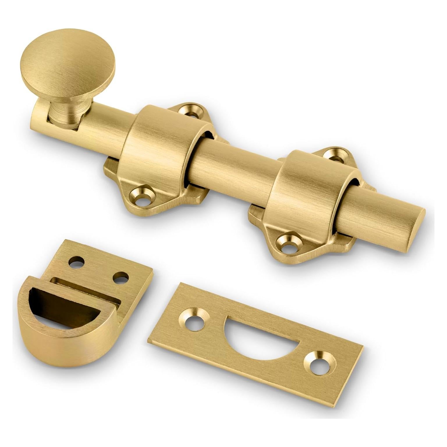 Cerrojo Deslizante Mega Manijas 4 cm Latón Satinado Fácil Instalación