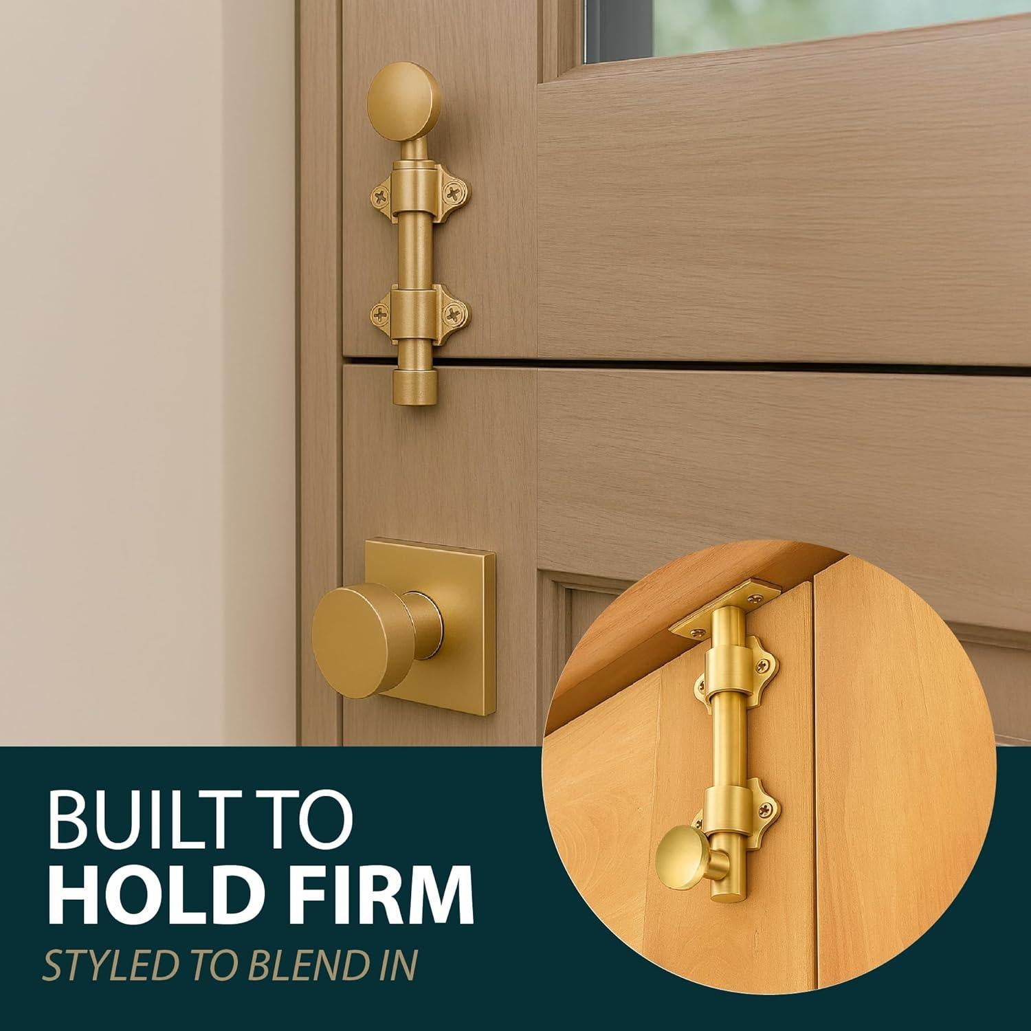 Cerrojo Deslizante Mega Manijas 4 cm Latón Satinado Fácil Instalación