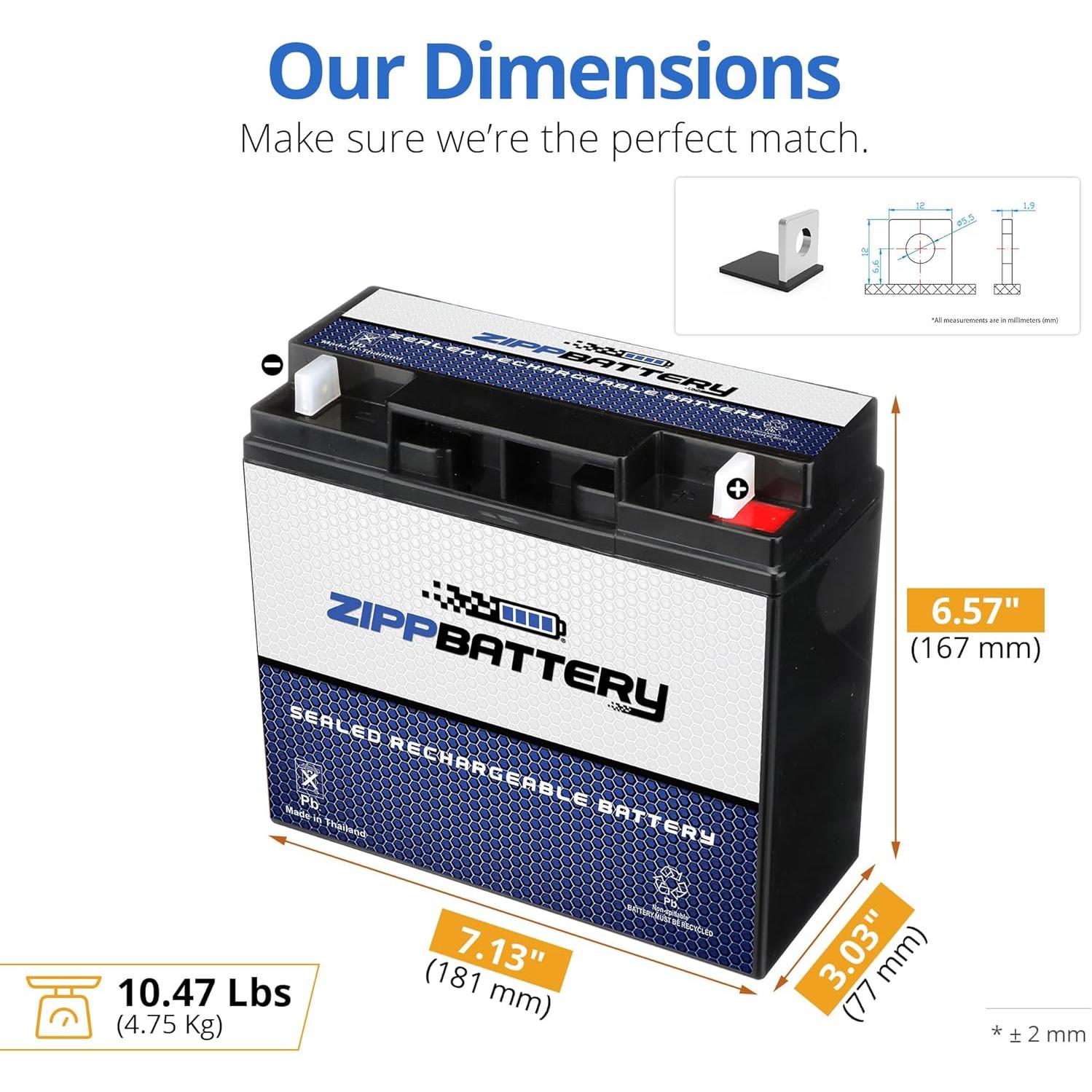 Batería Zipp 12V 20Ah SLA Recargable para Alarmas y Scooters