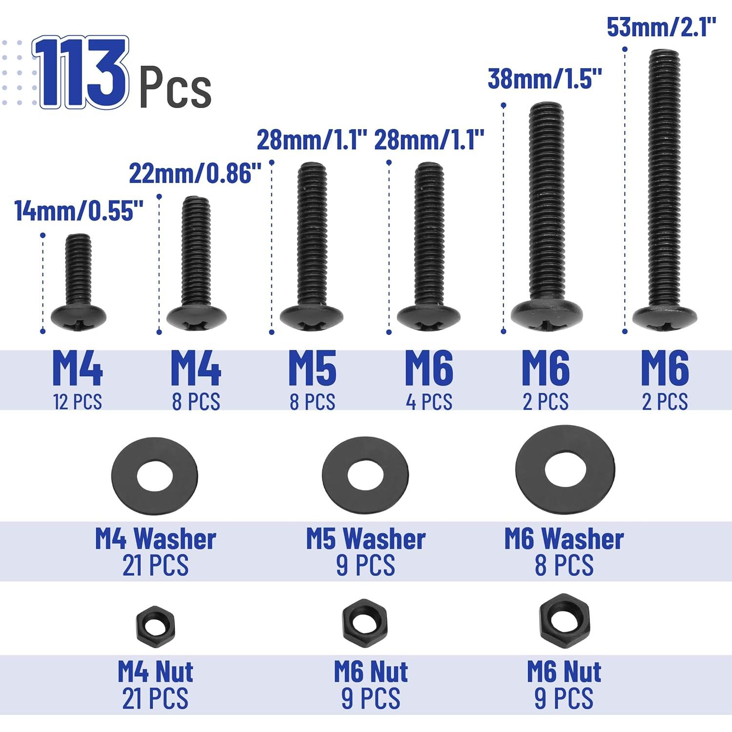 Kit de Tornillos, Tuercas y Arandelas Mr. Pen 113 Pcs