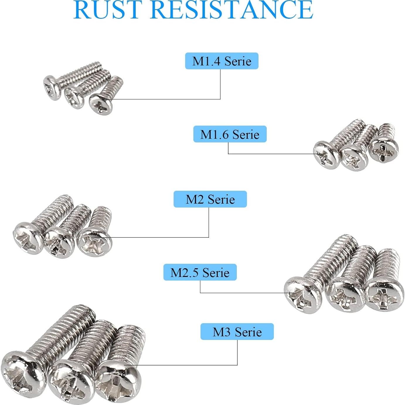 Kit de 750 Tornillos M1.4 a M3 Phillips HanTof para Mini Equipos