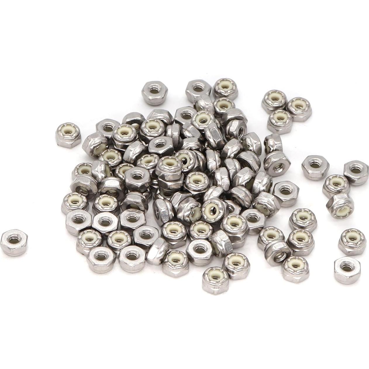 Tuercas de Bloqueo de Nylon 6-32 binifiMux 100 Piezas Acero Inoxidable