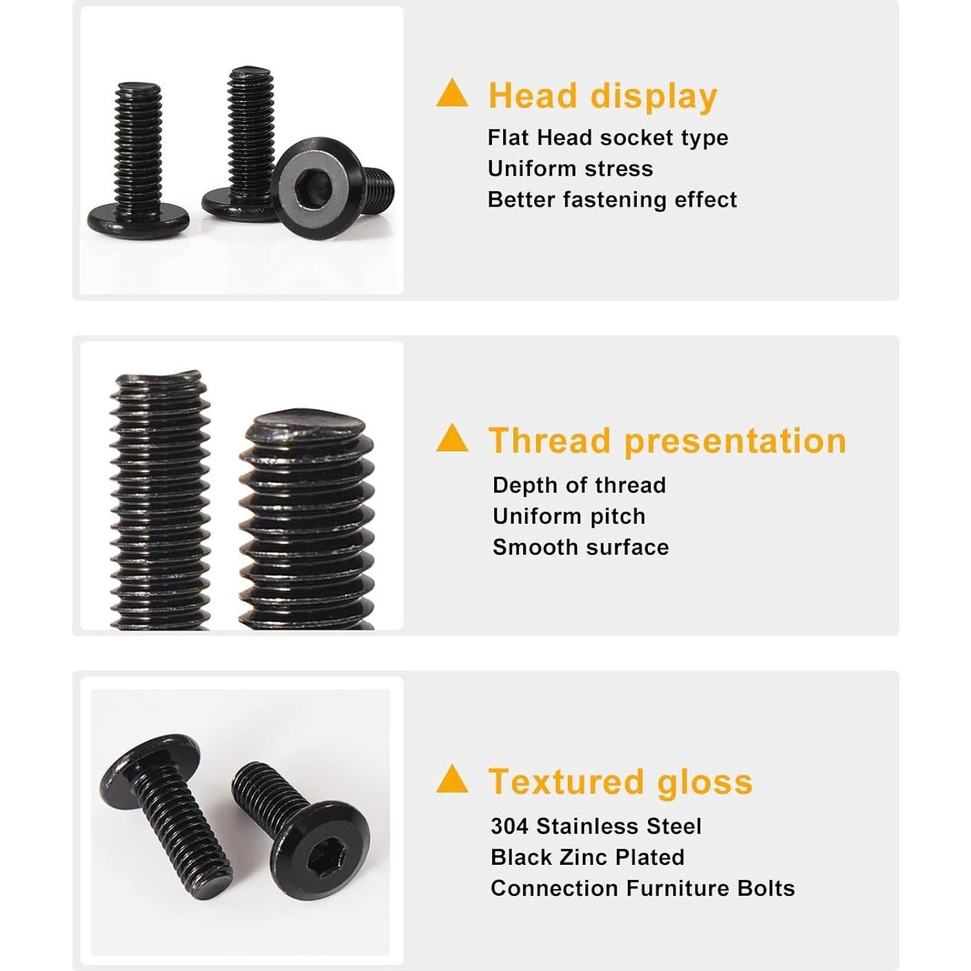 Tornillos M8 x 50mm 15Pcs Acero Inoxidable 304 Recubiertos Zinc