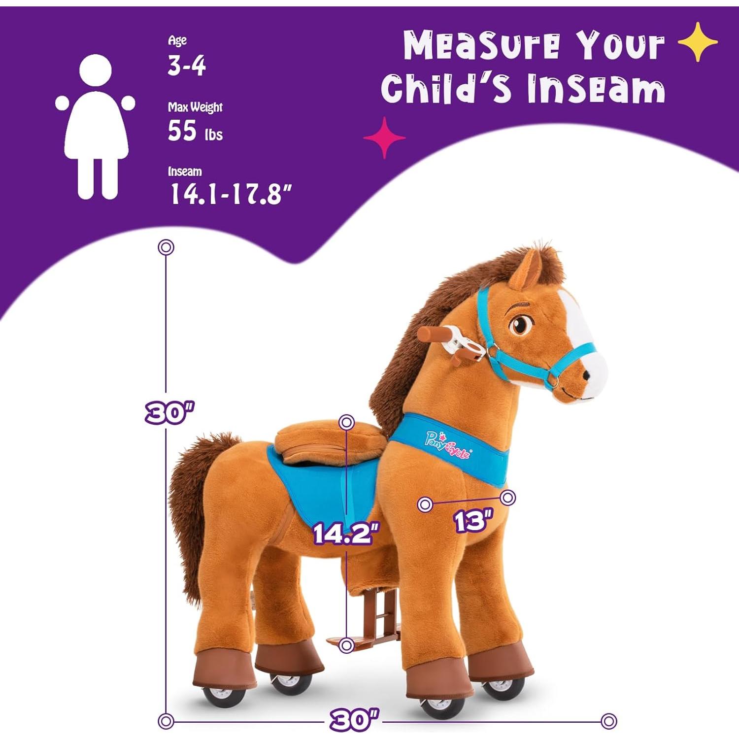 PonyCycle Juguete de Montar Caballo Marrón Tamaño 3 76 cm