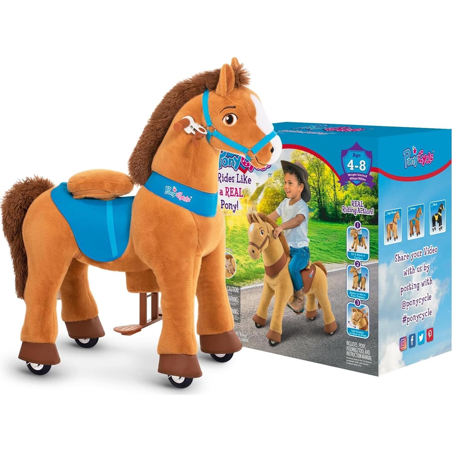 PonyCycle Juguete de Montar Caballo Marrón Tamaño 3 76 cm