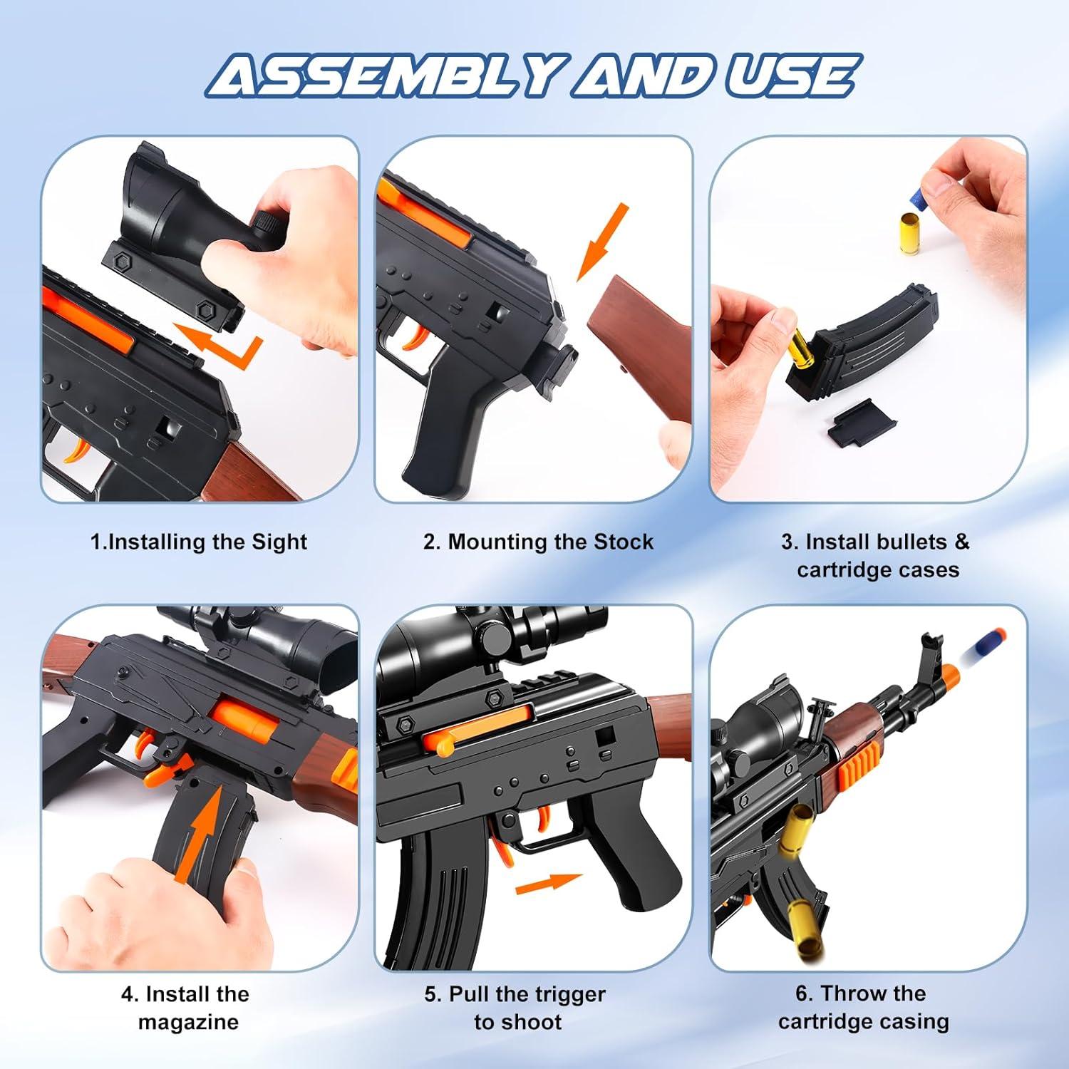 Rifle de Juguete Eléctrico Shushuzz AK47 Negro con 40 Dardos