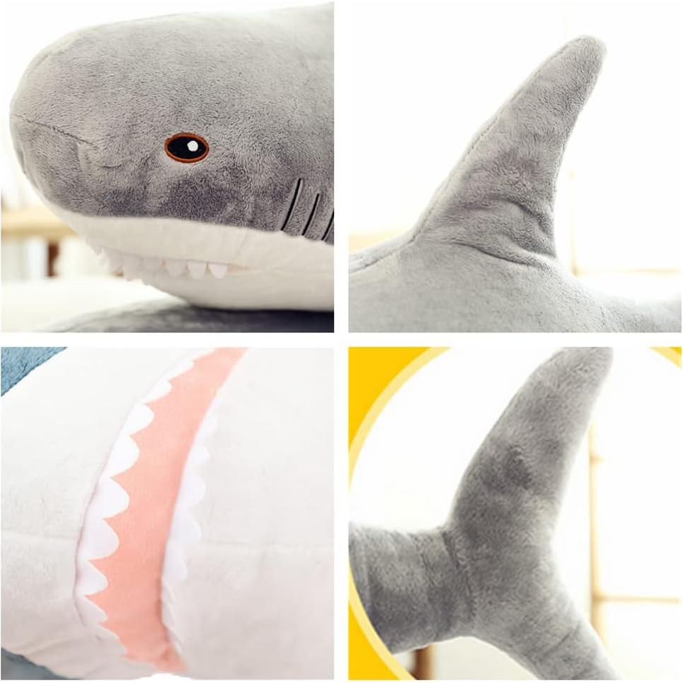 Almohada de Peluche Tiburón OPHRBU 100 cm Suave y Grande