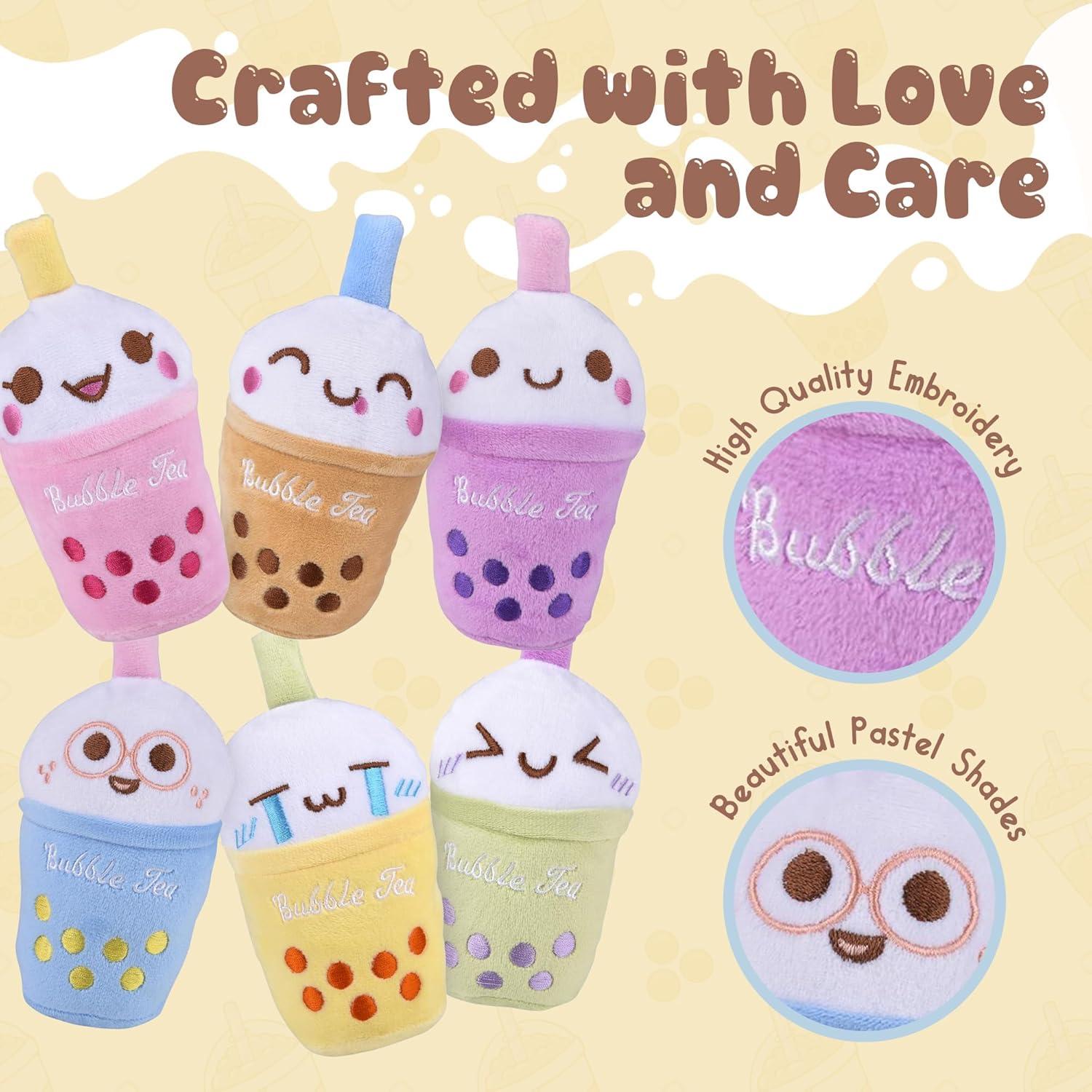 Forest & Twelfth 6 Pack Bubble Tea Plush Toys for Kids - 6" Bubble Tea Plush, Plush Toy, Bubble Tea Pillow Makes Great Decor Addition for The Home, Cute Bubble Tea Stuffed Animal