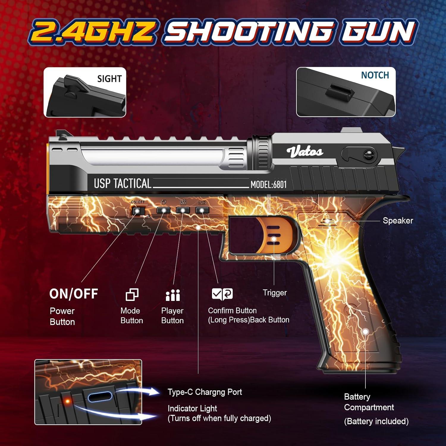 Juego de Tiro Electrónico VATOS con Base Inteligente y Pistola